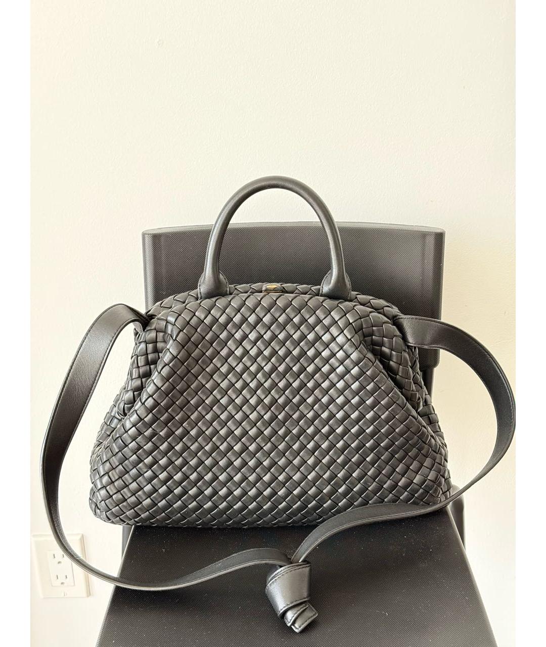 BOTTEGA VENETA Черная кожаная сумка через плечо, фото 5