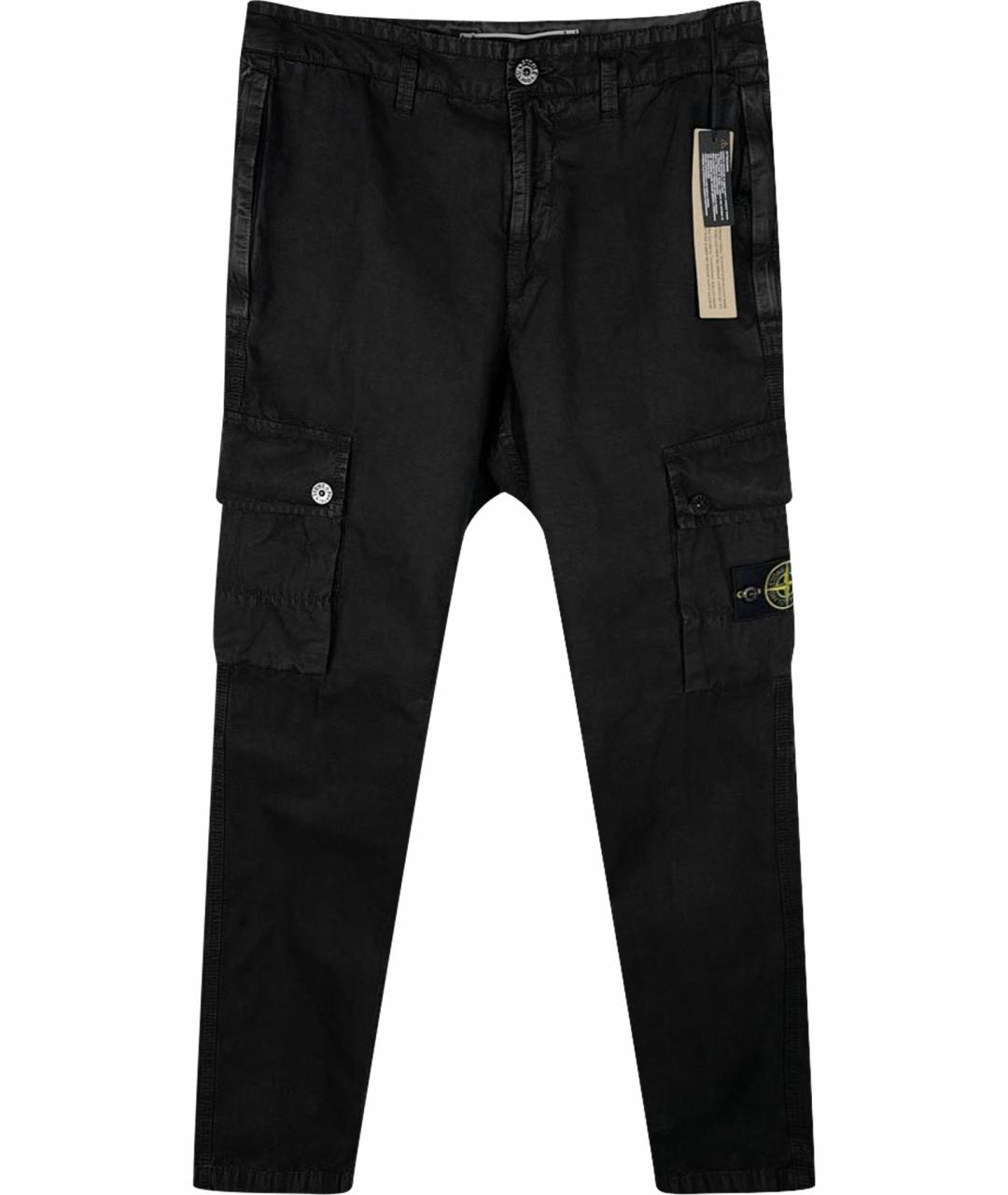 STONE ISLAND Черные хлопковые повседневные брюки, фото 1
