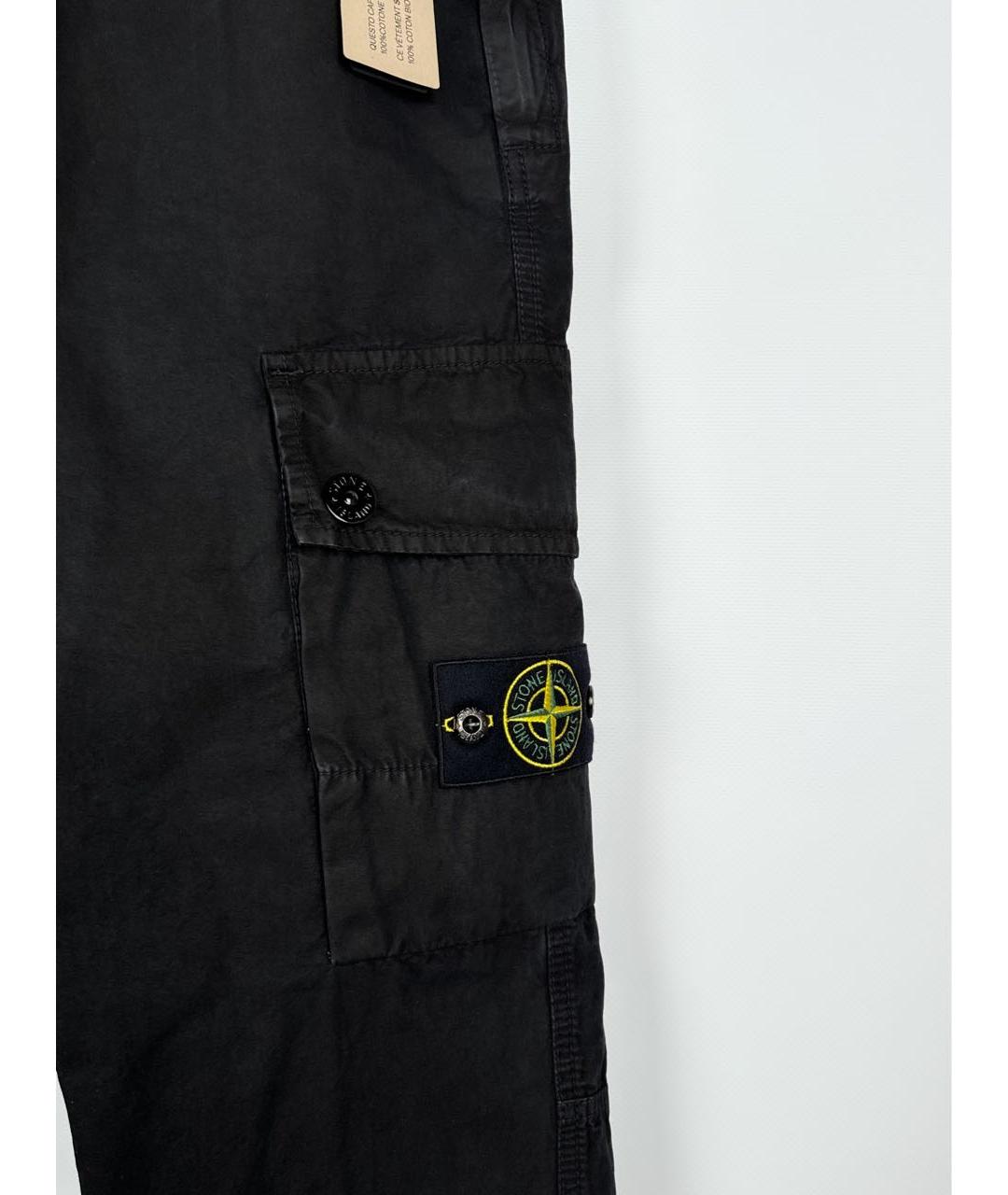 STONE ISLAND Черные хлопковые повседневные брюки, фото 4