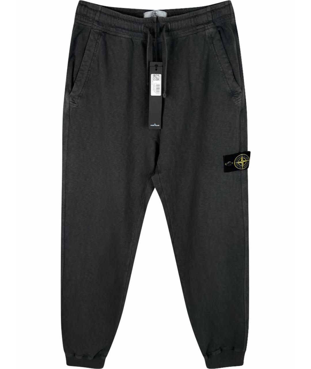 STONE ISLAND Антрацитовые хлопковые повседневные брюки, фото 1