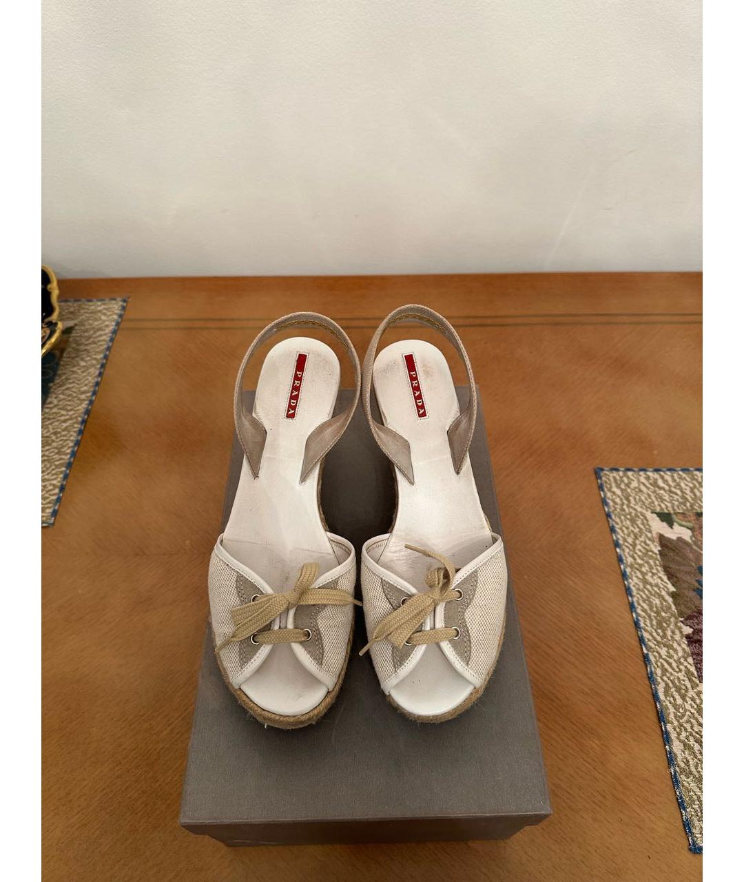 PRADA Бежевые кожаные босоножки, фото 3