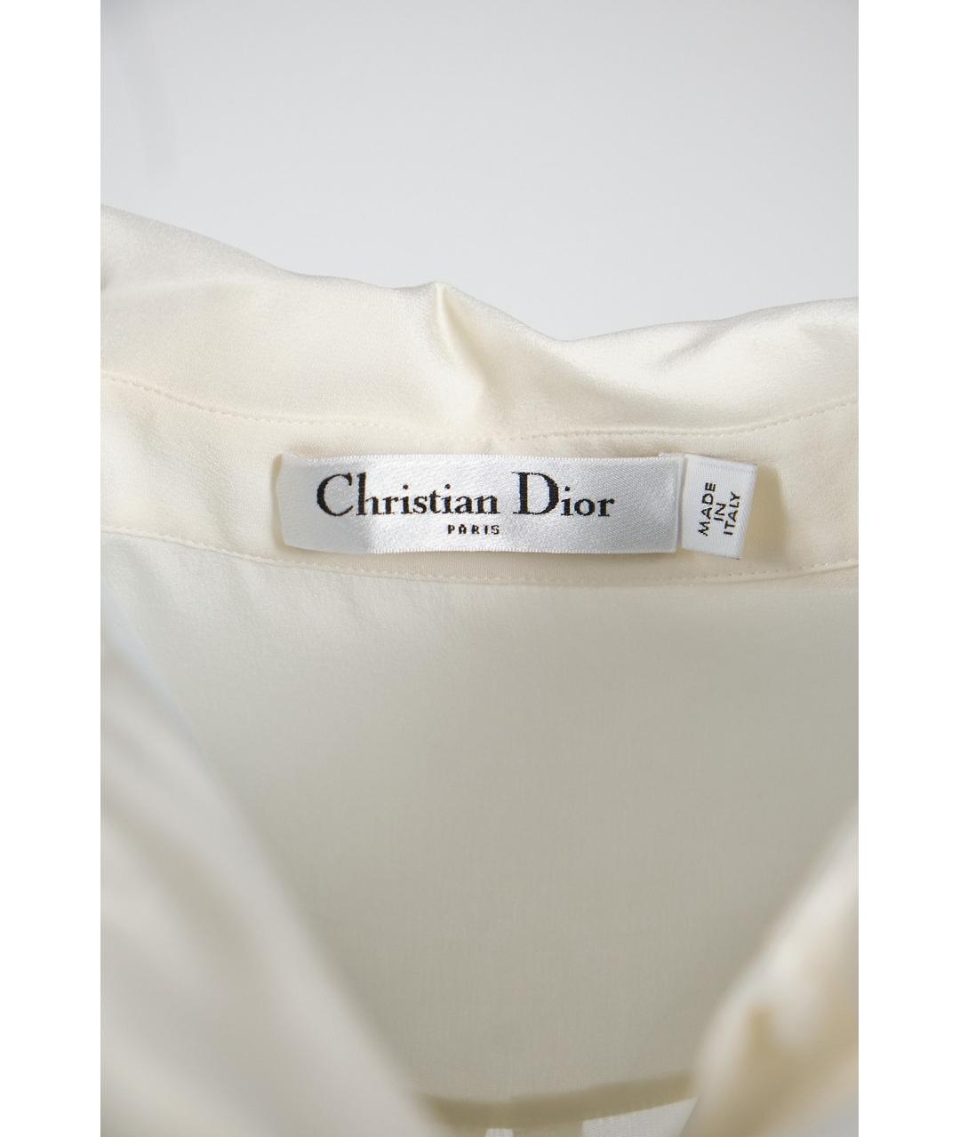 CHRISTIAN DIOR Белое шелковое повседневное платье, фото 5