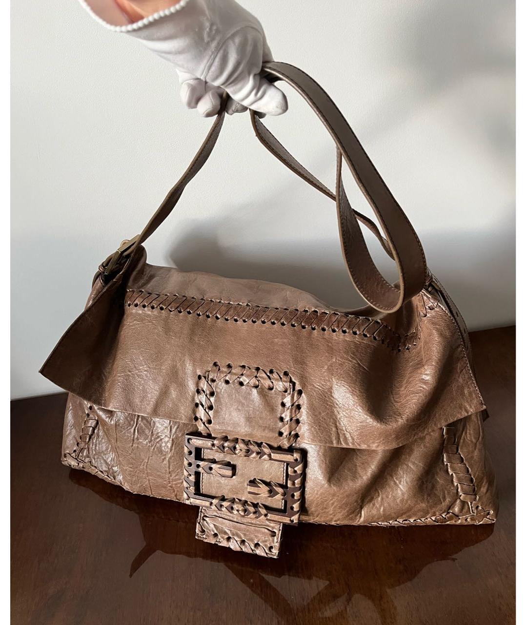 FENDI Коричневая кожаная сумка через плечо, фото 3