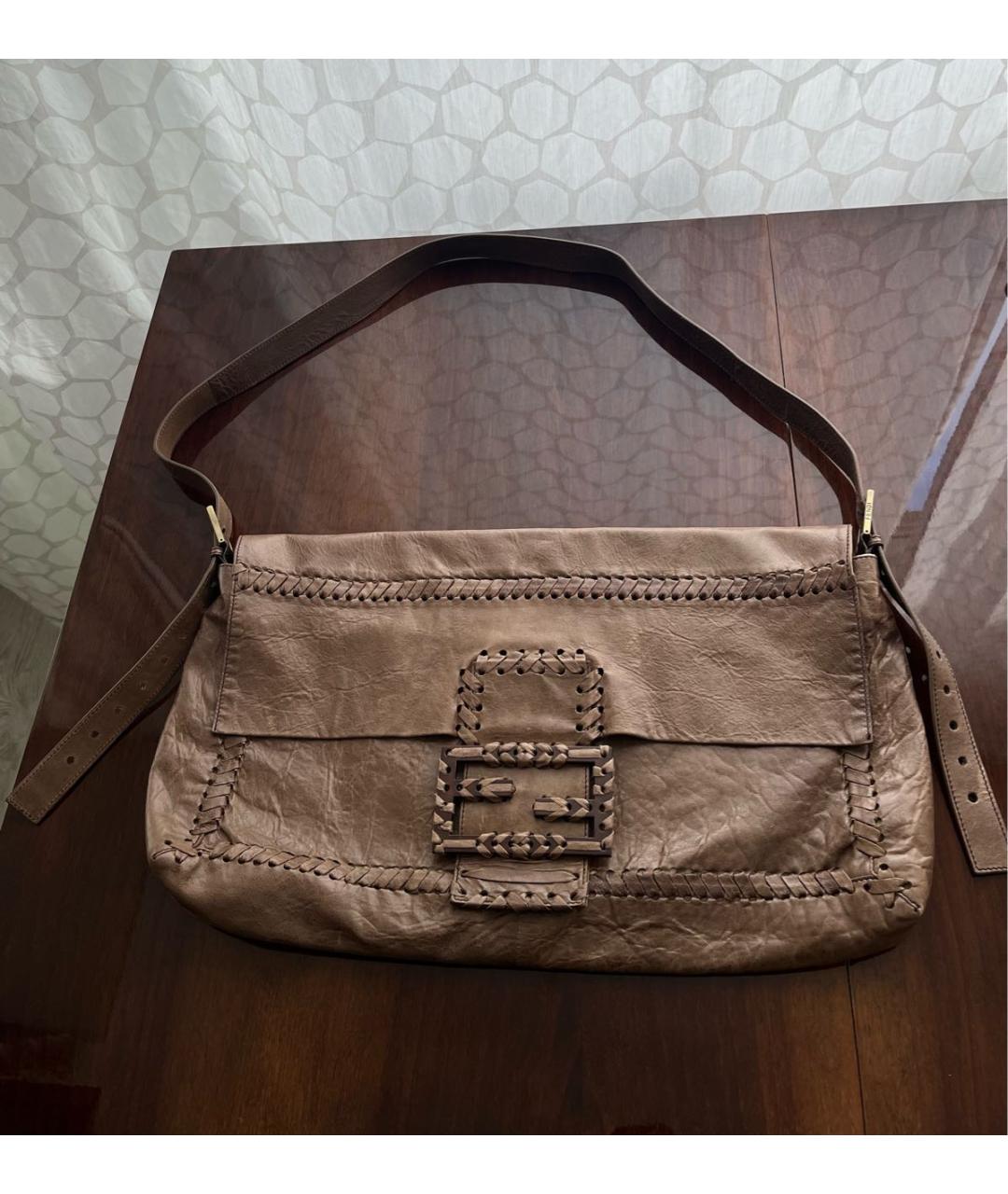 FENDI Коричневая кожаная сумка через плечо, фото 2