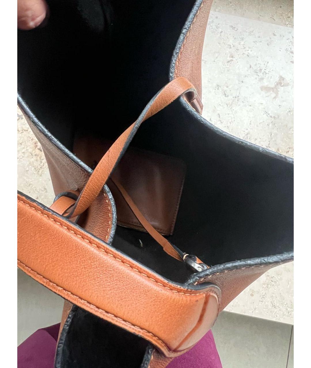 LOUIS VUITTON Коричневая кожаная сумка через плечо, фото 4