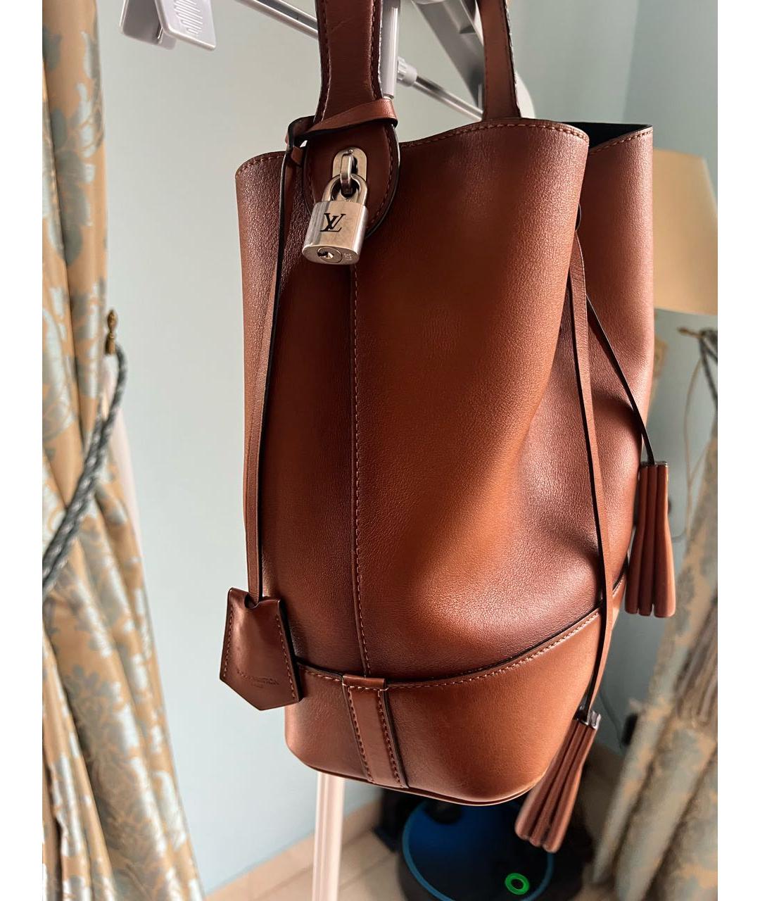 LOUIS VUITTON Коричневая кожаная сумка через плечо, фото 2