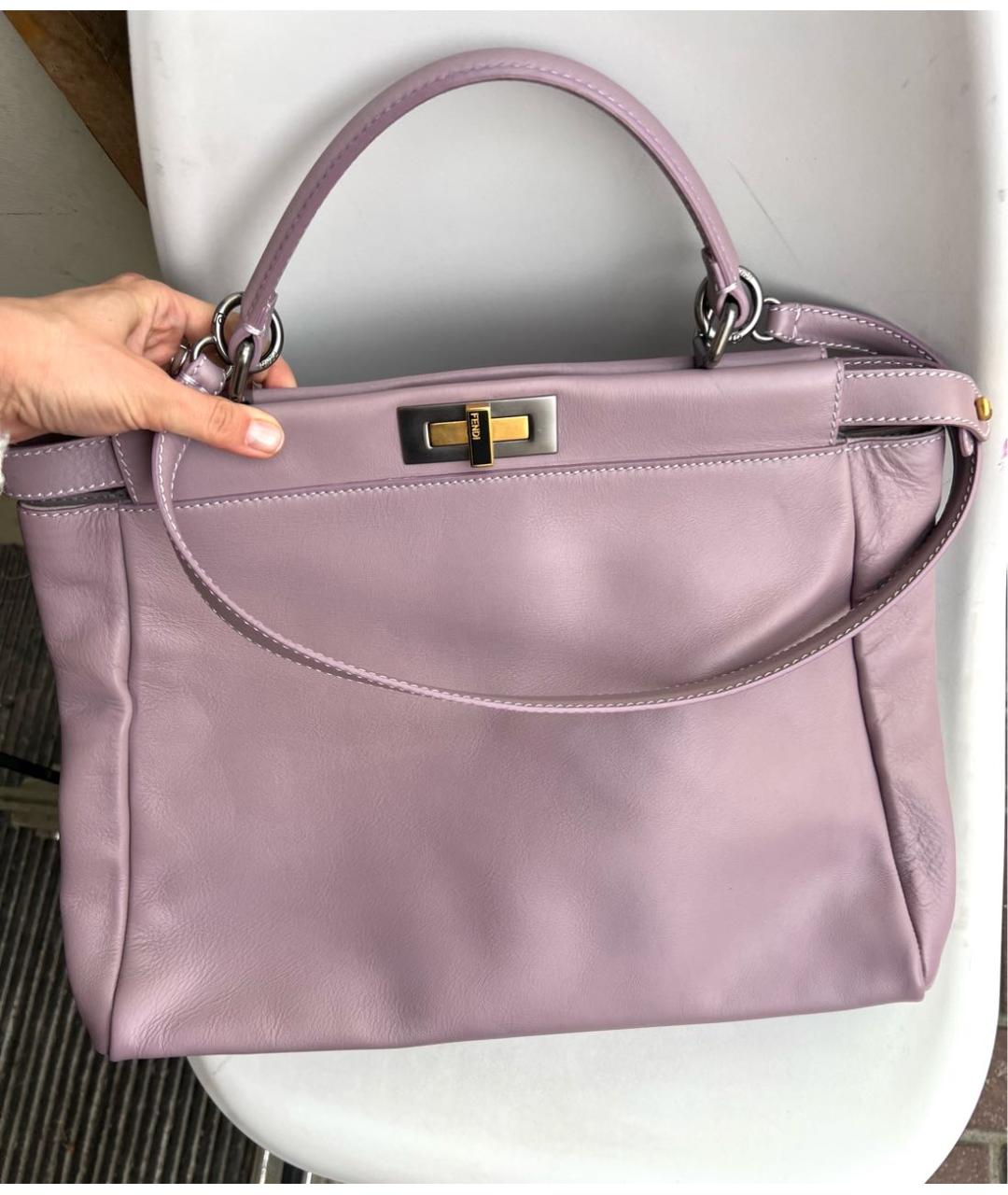 FENDI Розовая кожаная сумка с короткими ручками, фото 2