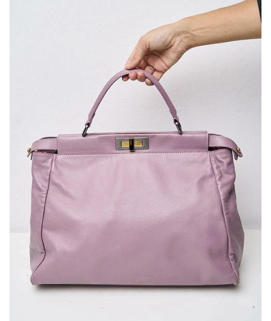 FENDI Розовая кожаная сумка с короткими ручками, фото 5