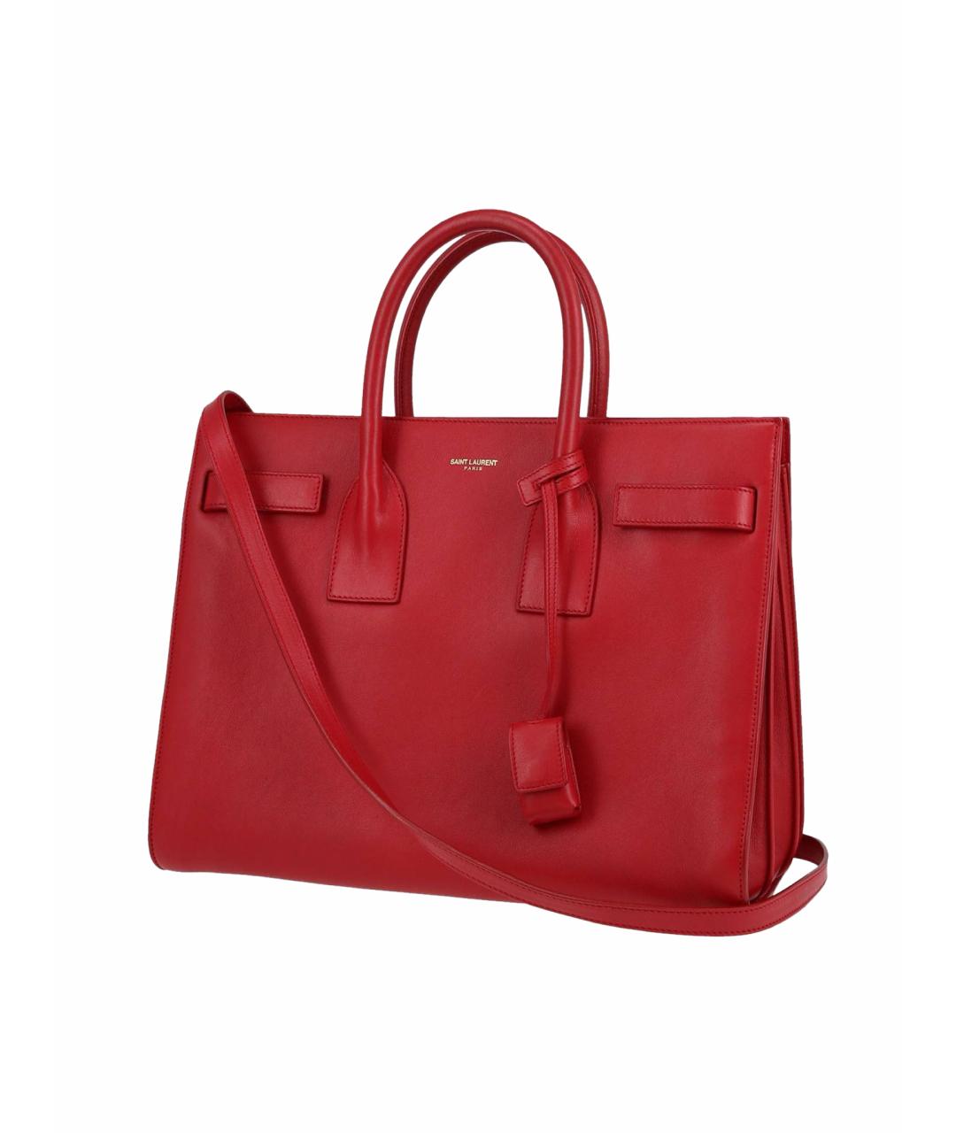 SAINT LAURENT Красная кожаная сумка с короткими ручками, фото 1