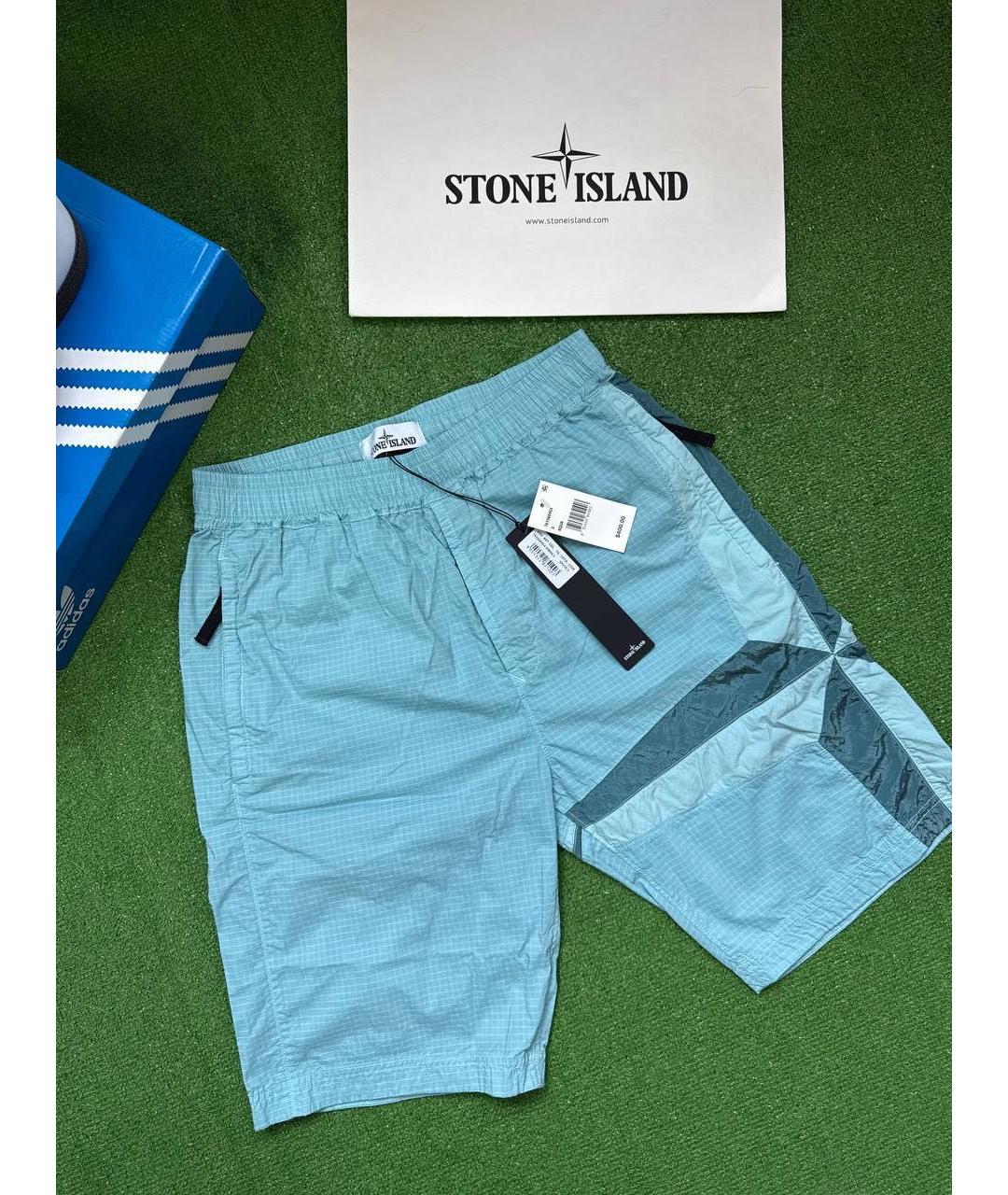 STONE ISLAND Голубые полиамидовые шорты, фото 3