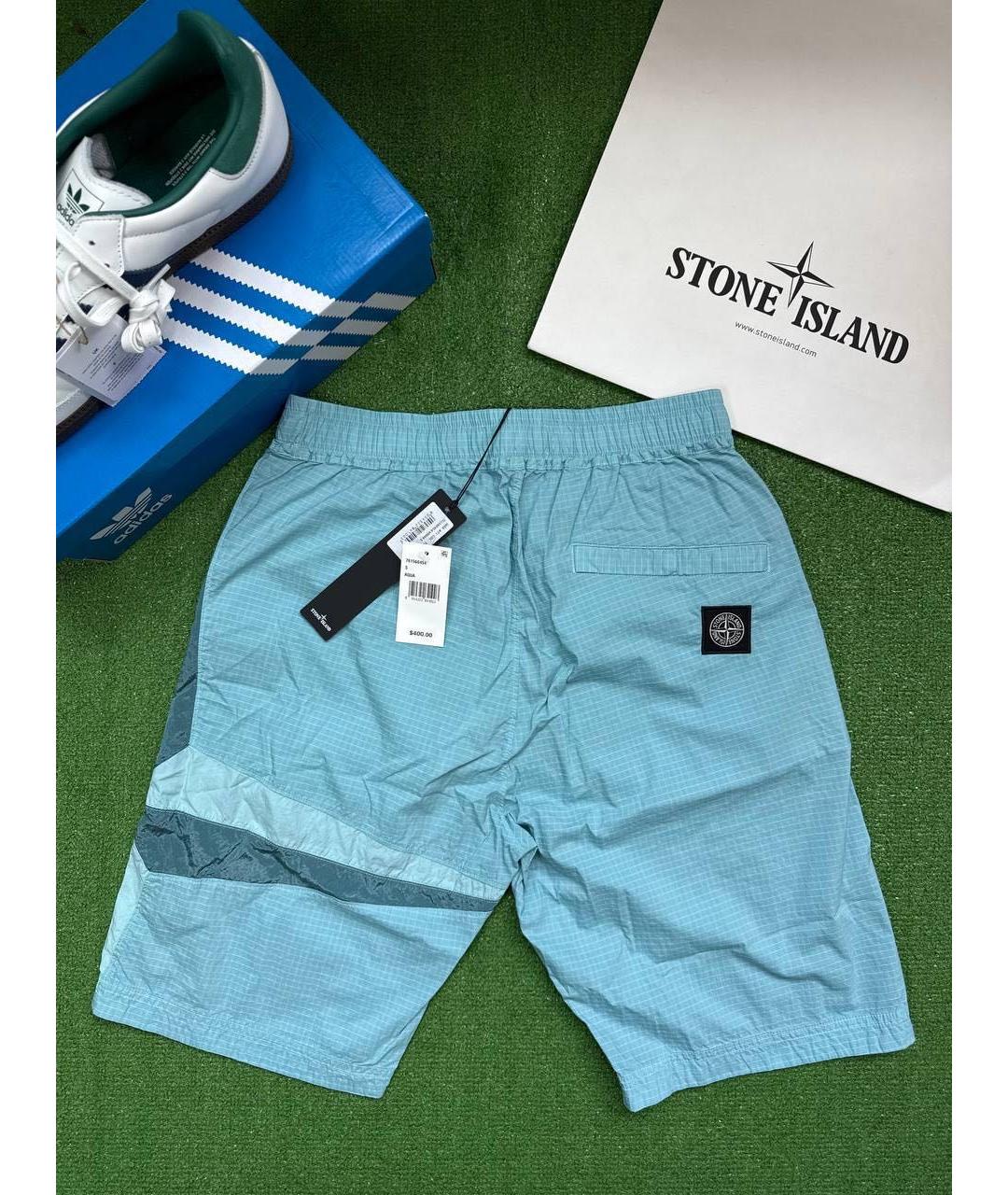 STONE ISLAND Голубые полиамидовые шорты, фото 6