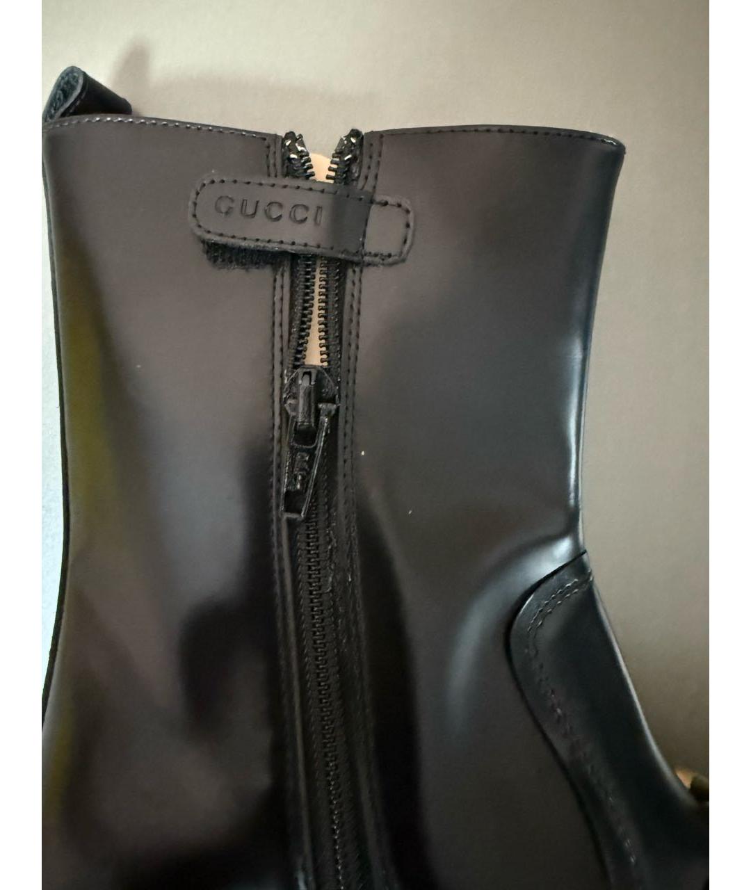 GUCCI Черные кожаные ботинки, фото 4