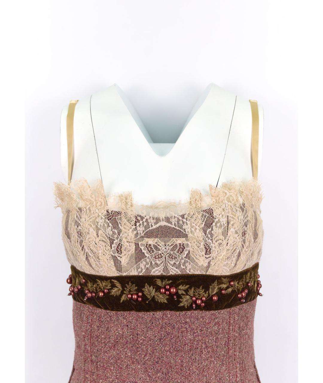 DOLCE&GABBANA Коричневое шелковое коктейльное платье, фото 3