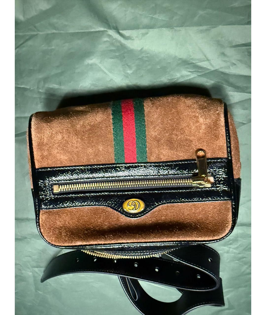 GUCCI Коричневая замшевая поясная сумка, фото 8