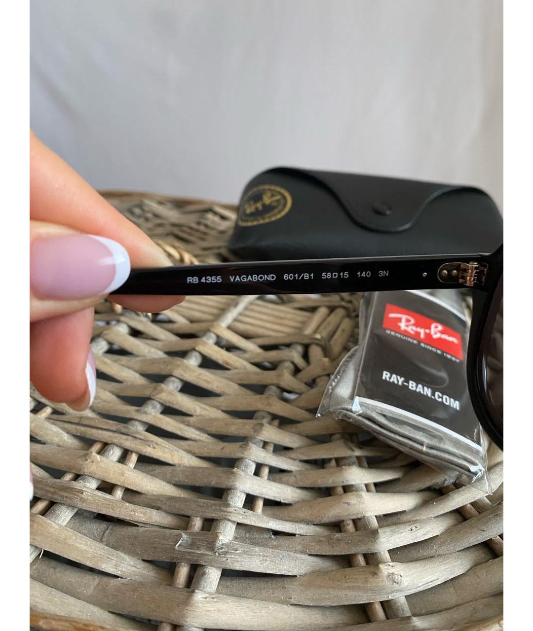 RAY BAN Черные пластиковые солнцезащитные очки, фото 5