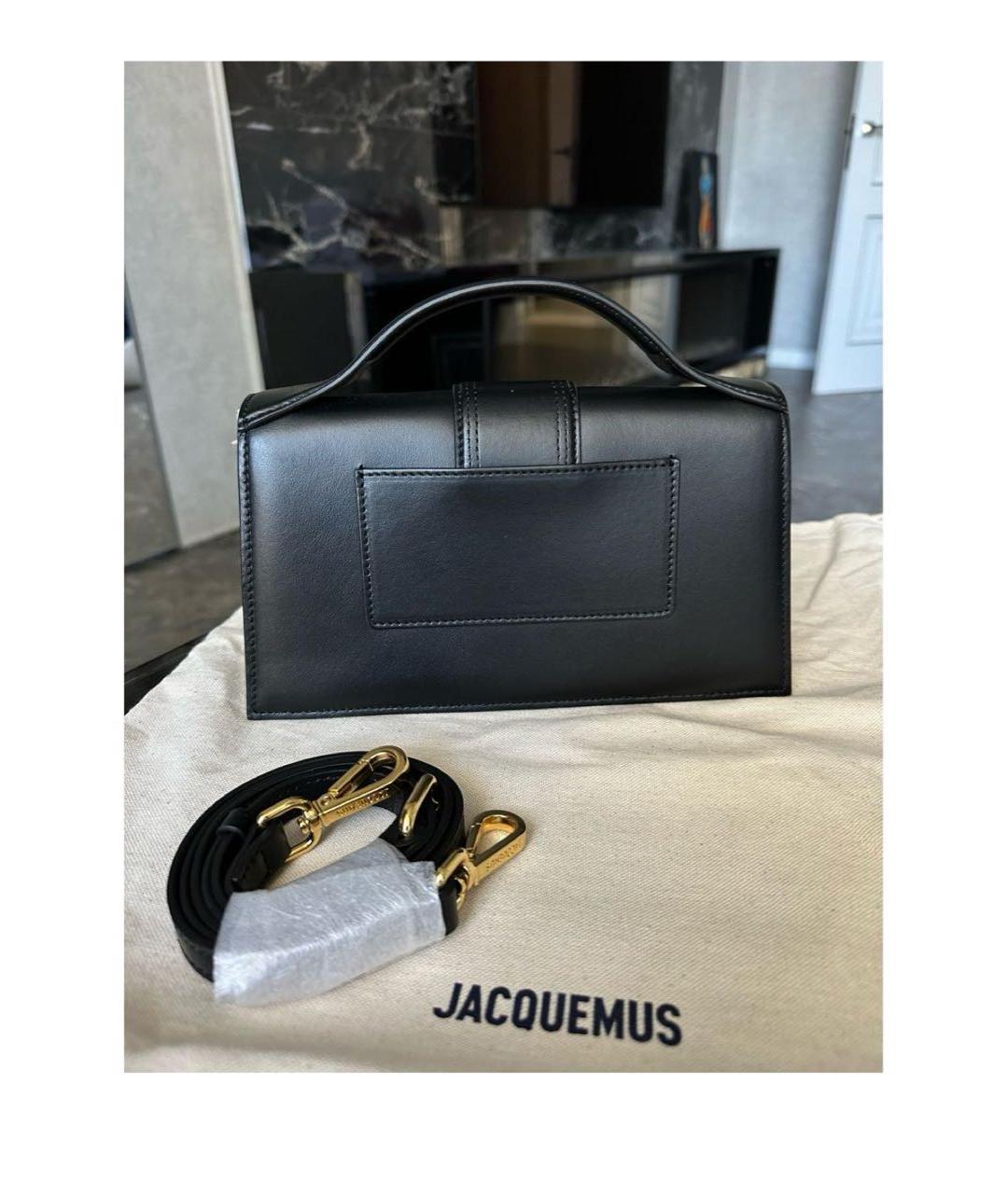 JACQUEMUS Черная кожаная сумка с короткими ручками, фото 3