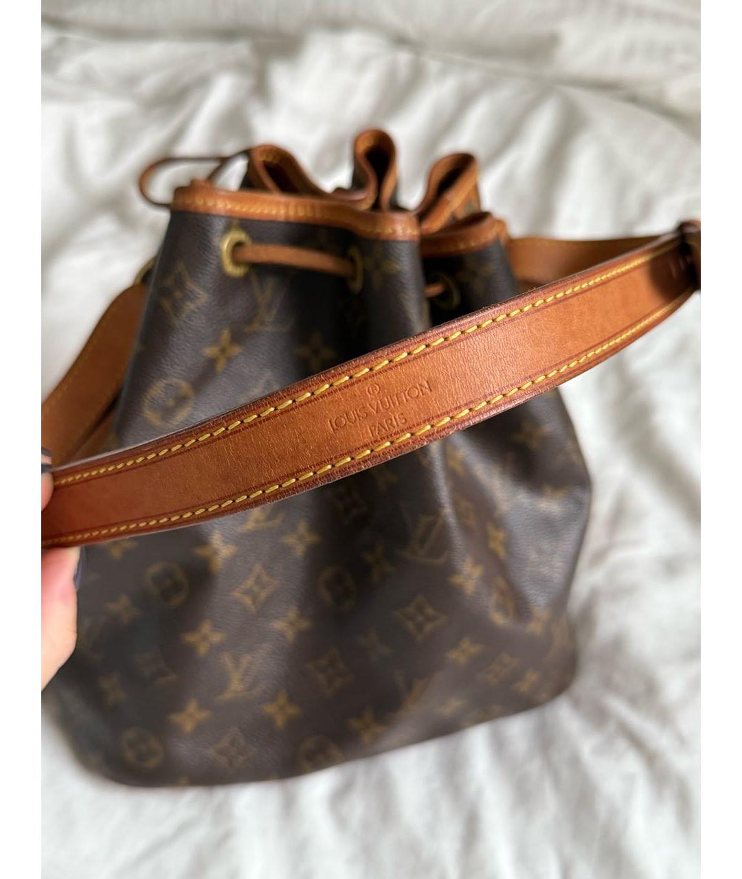 LOUIS VUITTON Коричневая кожаная сумка с короткими ручками, фото 3