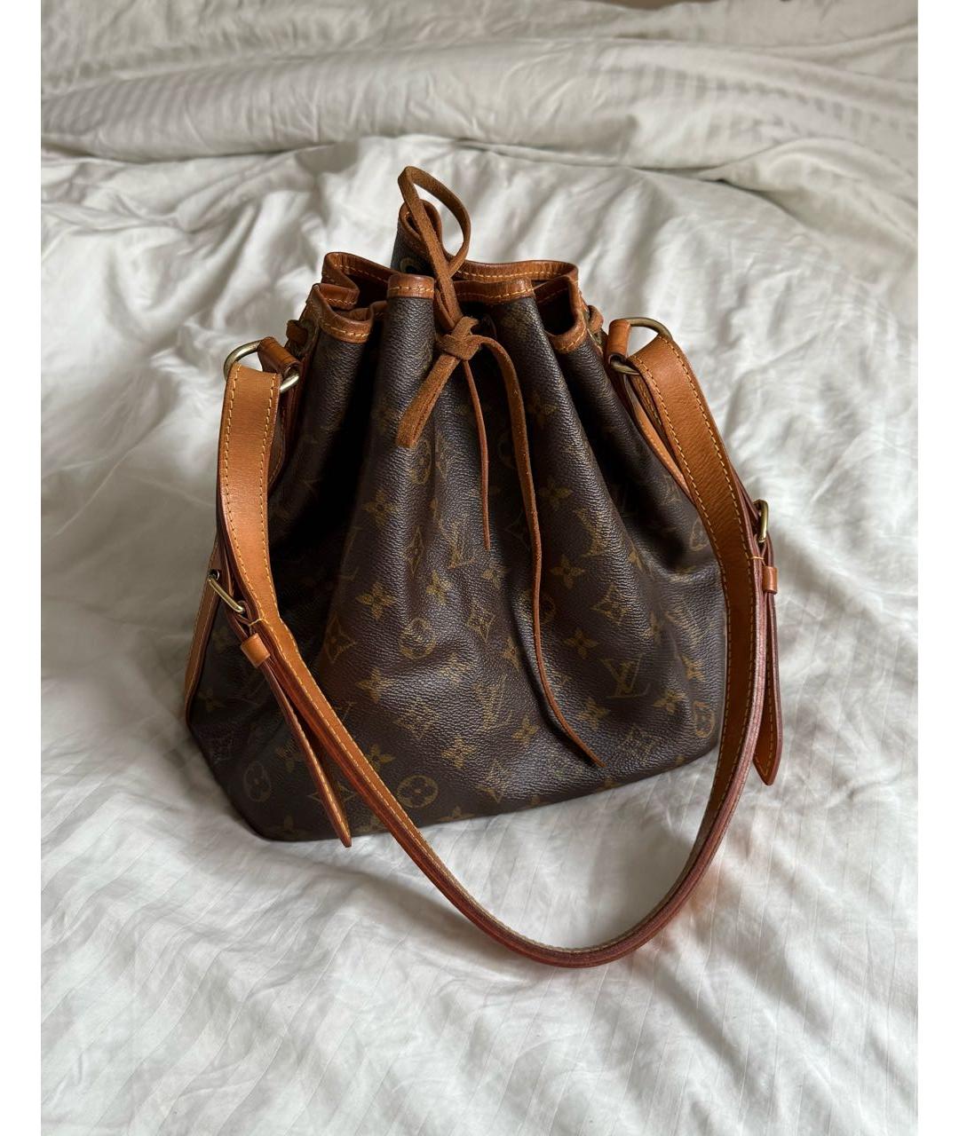 LOUIS VUITTON Коричневая кожаная сумка с короткими ручками, фото 9