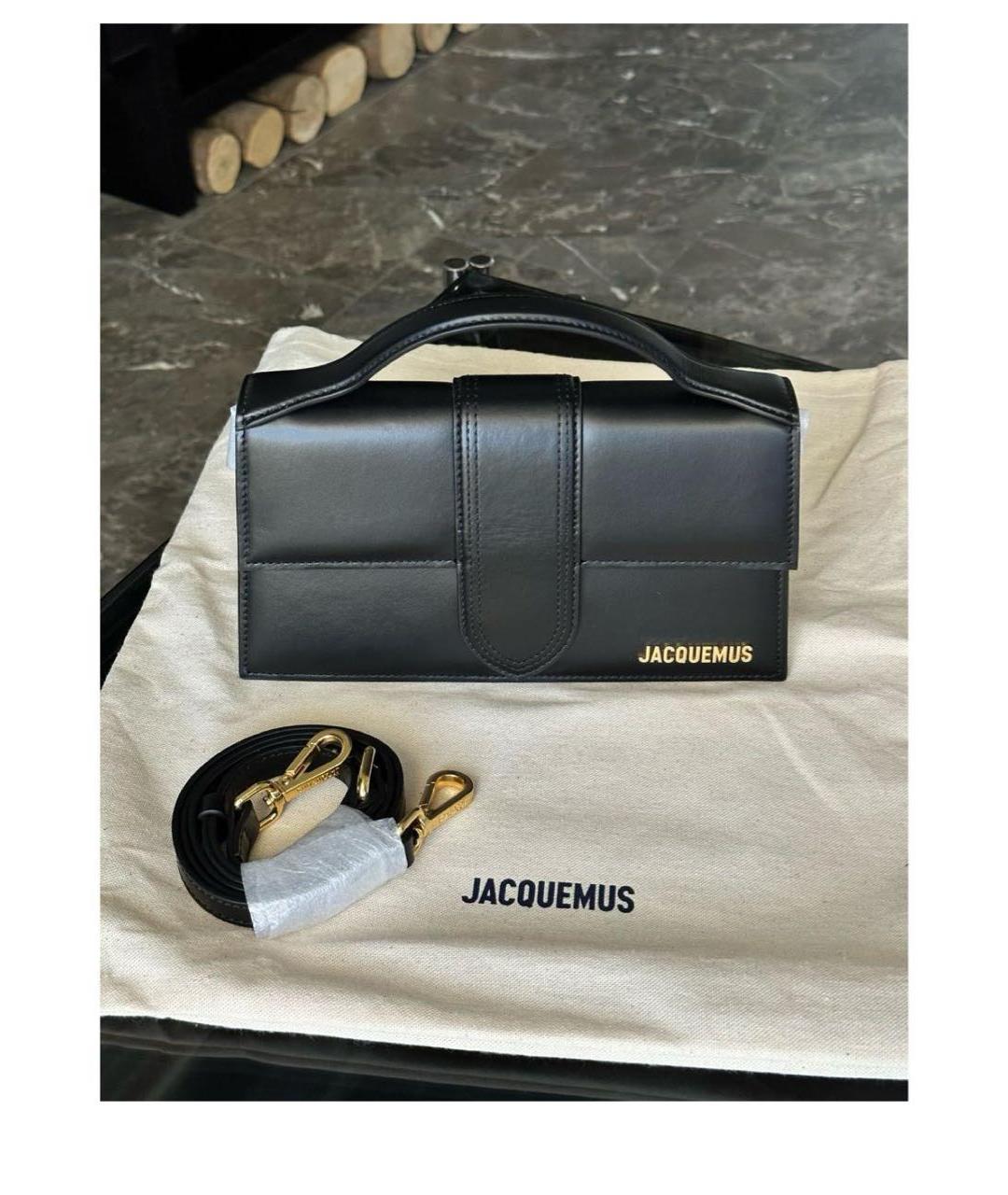 JACQUEMUS Черная кожаная сумка с короткими ручками, фото 2