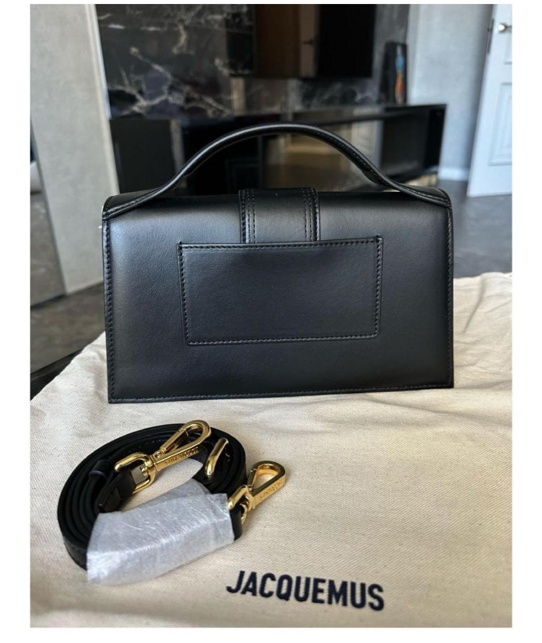 JACQUEMUS Черная кожаная сумка с короткими ручками, фото 3