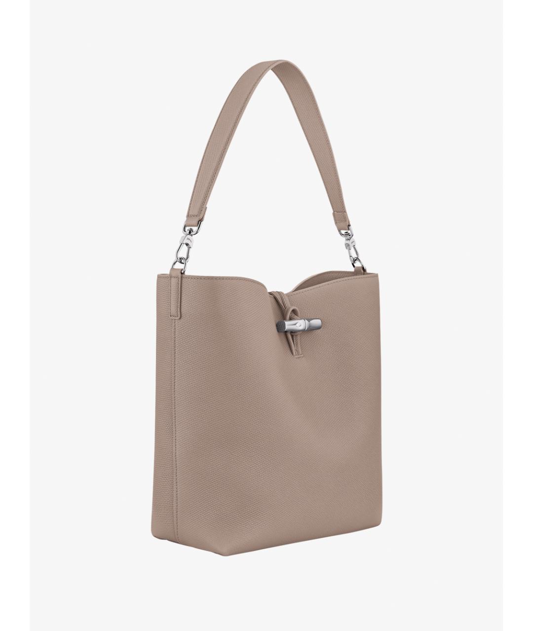 LONGCHAMP Бежевая кожаная сумка через плечо, фото 3