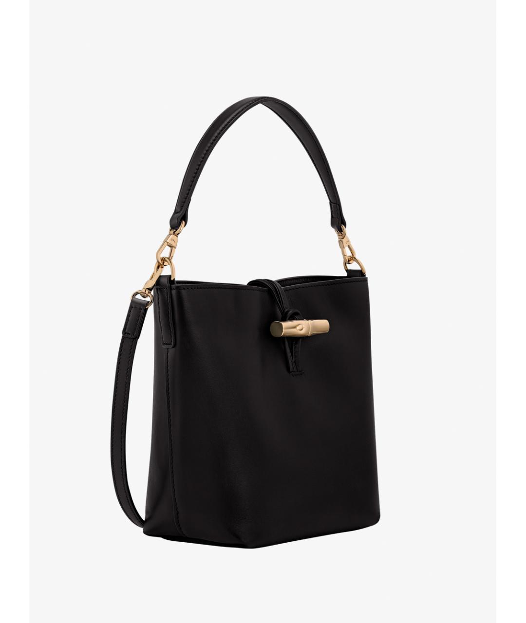 LONGCHAMP Черная кожаная сумка через плечо, фото 3