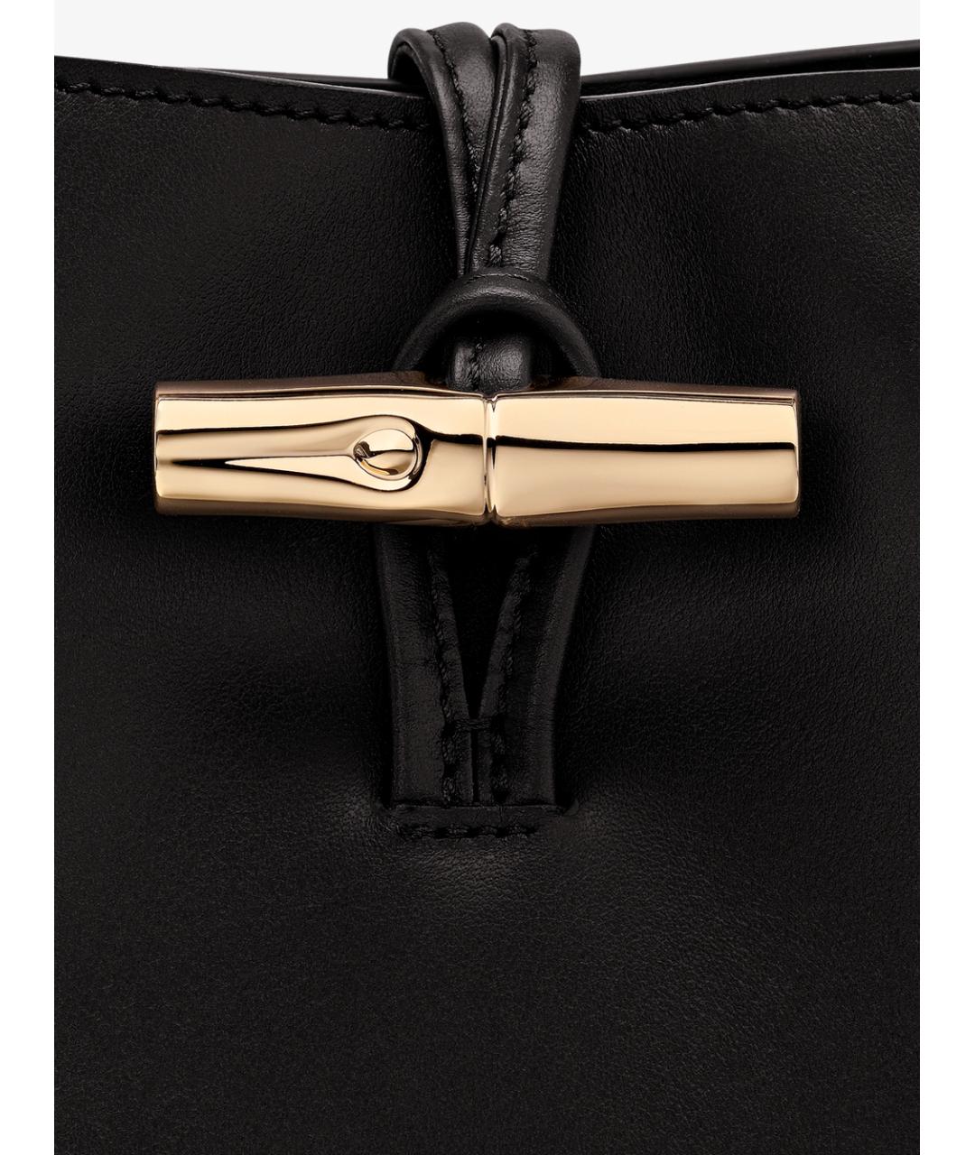 LONGCHAMP Черная кожаная сумка через плечо, фото 4