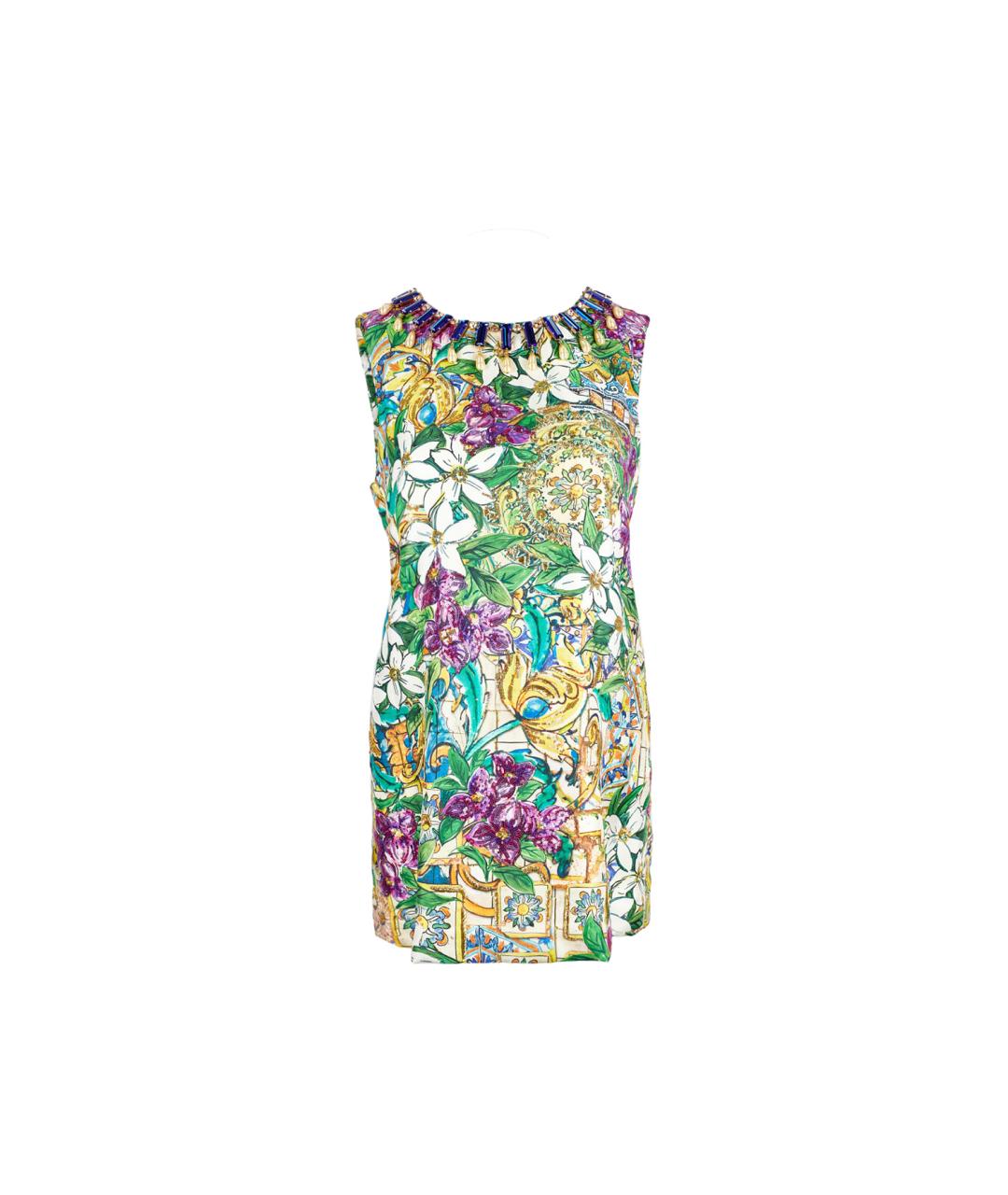 DOLCE&GABBANA Мульти шелковое коктейльное платье, фото 6