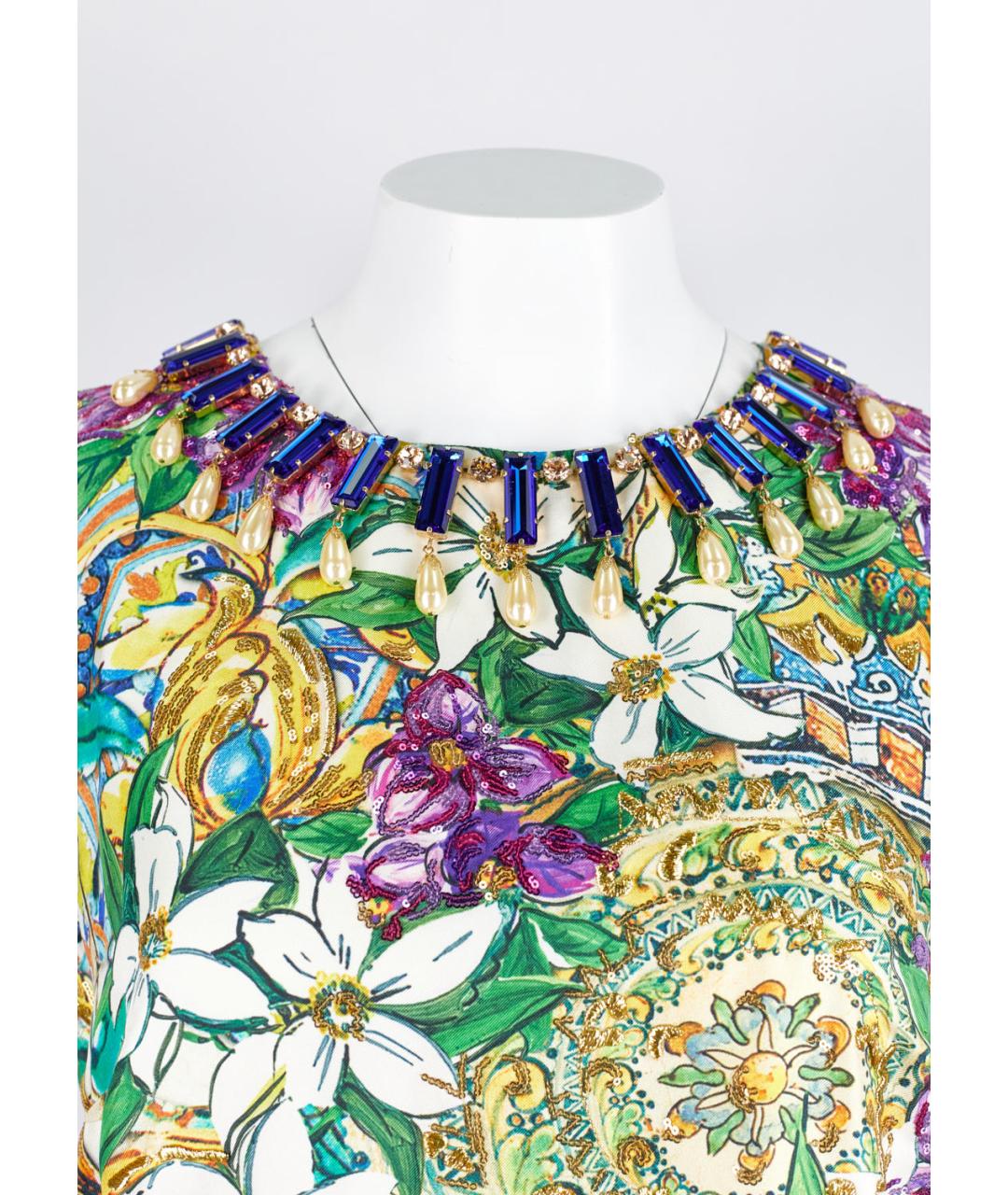 DOLCE&GABBANA Мульти шелковое коктейльное платье, фото 4