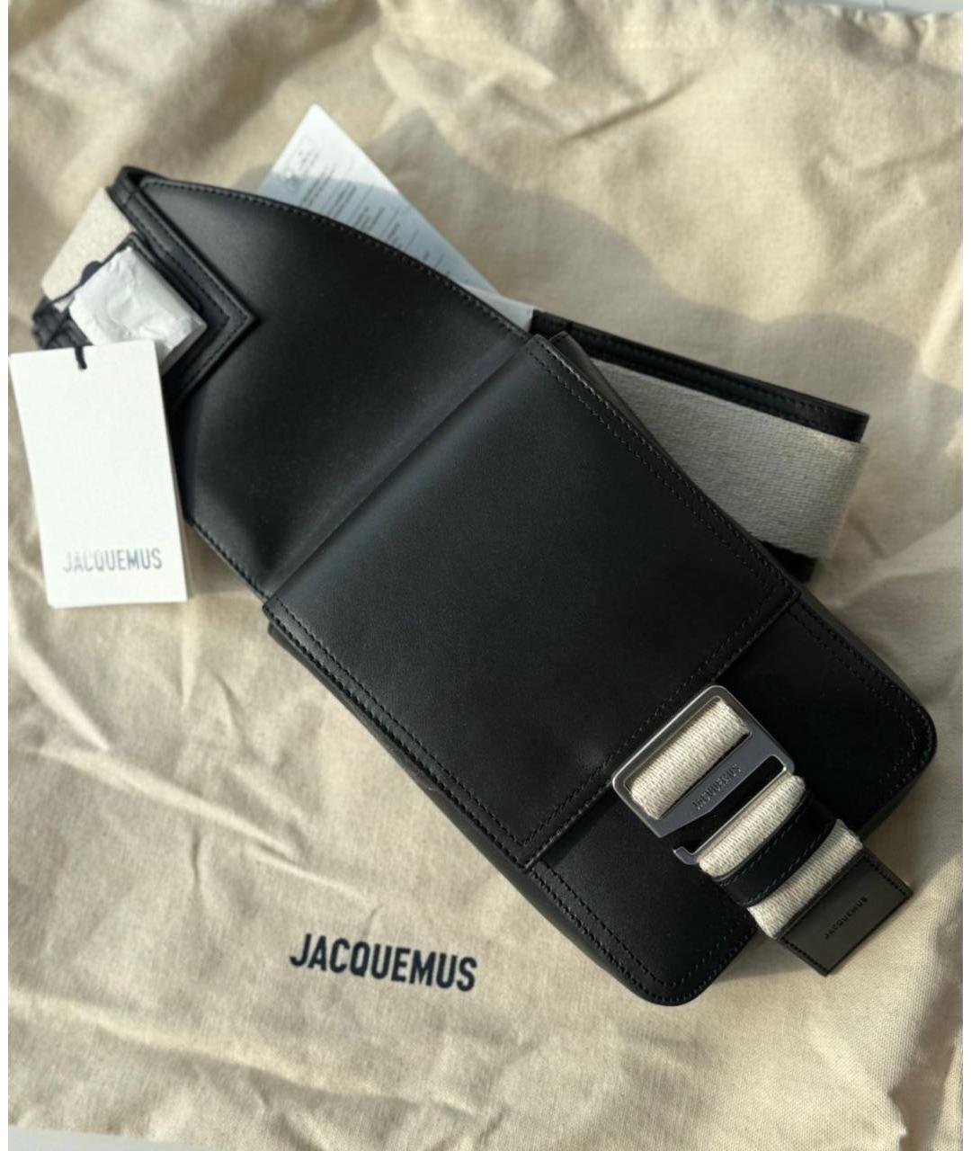 JACQUEMUS Черная кожаная сумка на плечо, фото 4