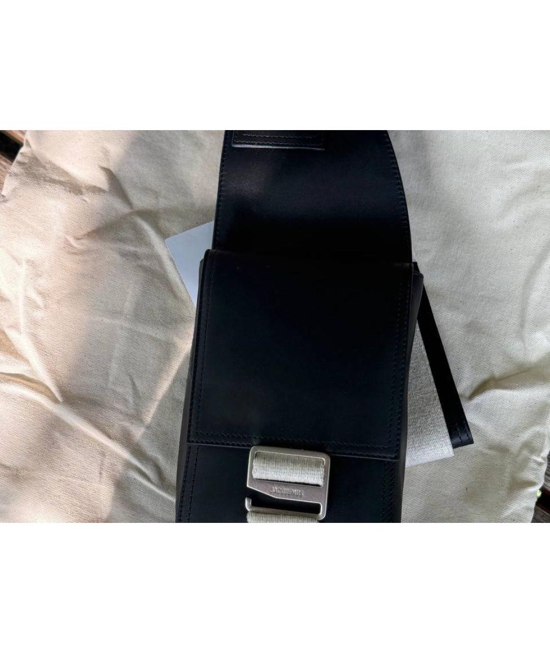 JACQUEMUS Черная кожаная сумка на плечо, фото 3