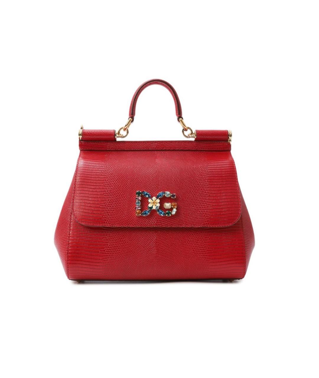 DOLCE&GABBANA Красная кожаная сумка с короткими ручками, фото 5