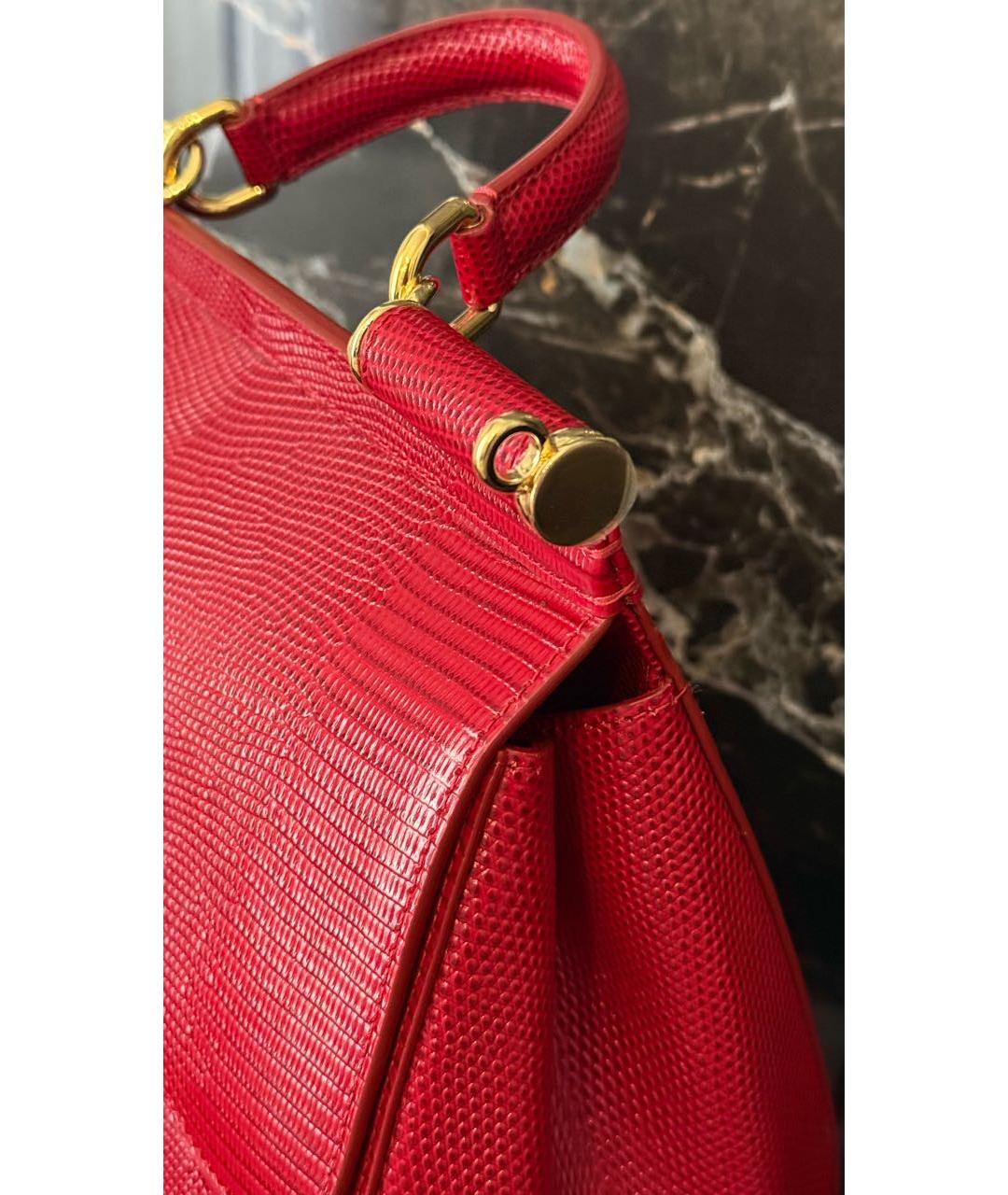 DOLCE&GABBANA Красная кожаная сумка с короткими ручками, фото 3
