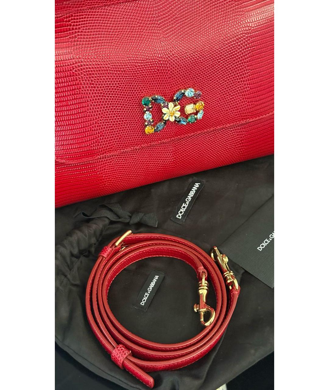 DOLCE&GABBANA Красная кожаная сумка с короткими ручками, фото 4
