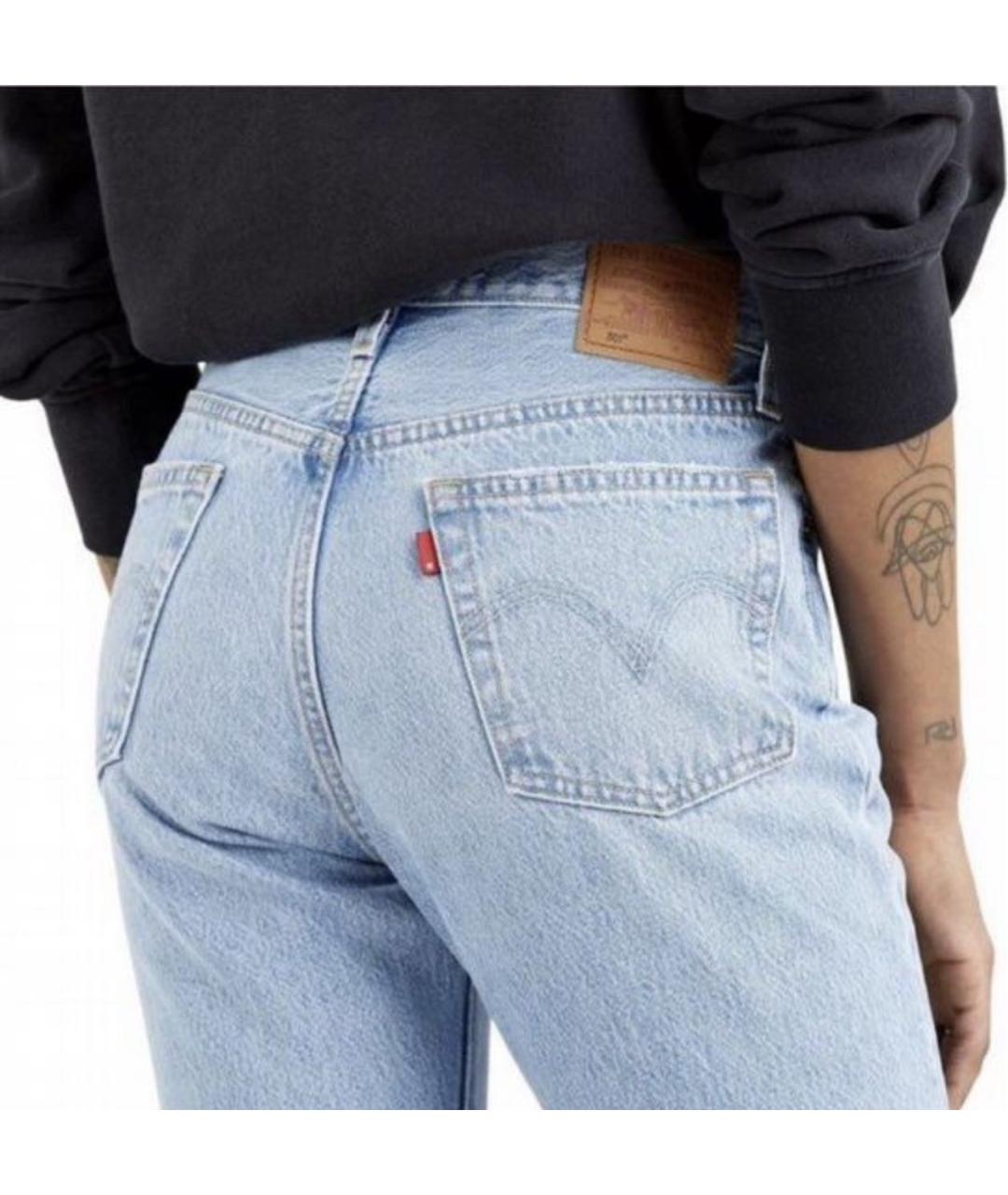 LEVI'S Голубые хлопковые прямые джинсы, фото 4