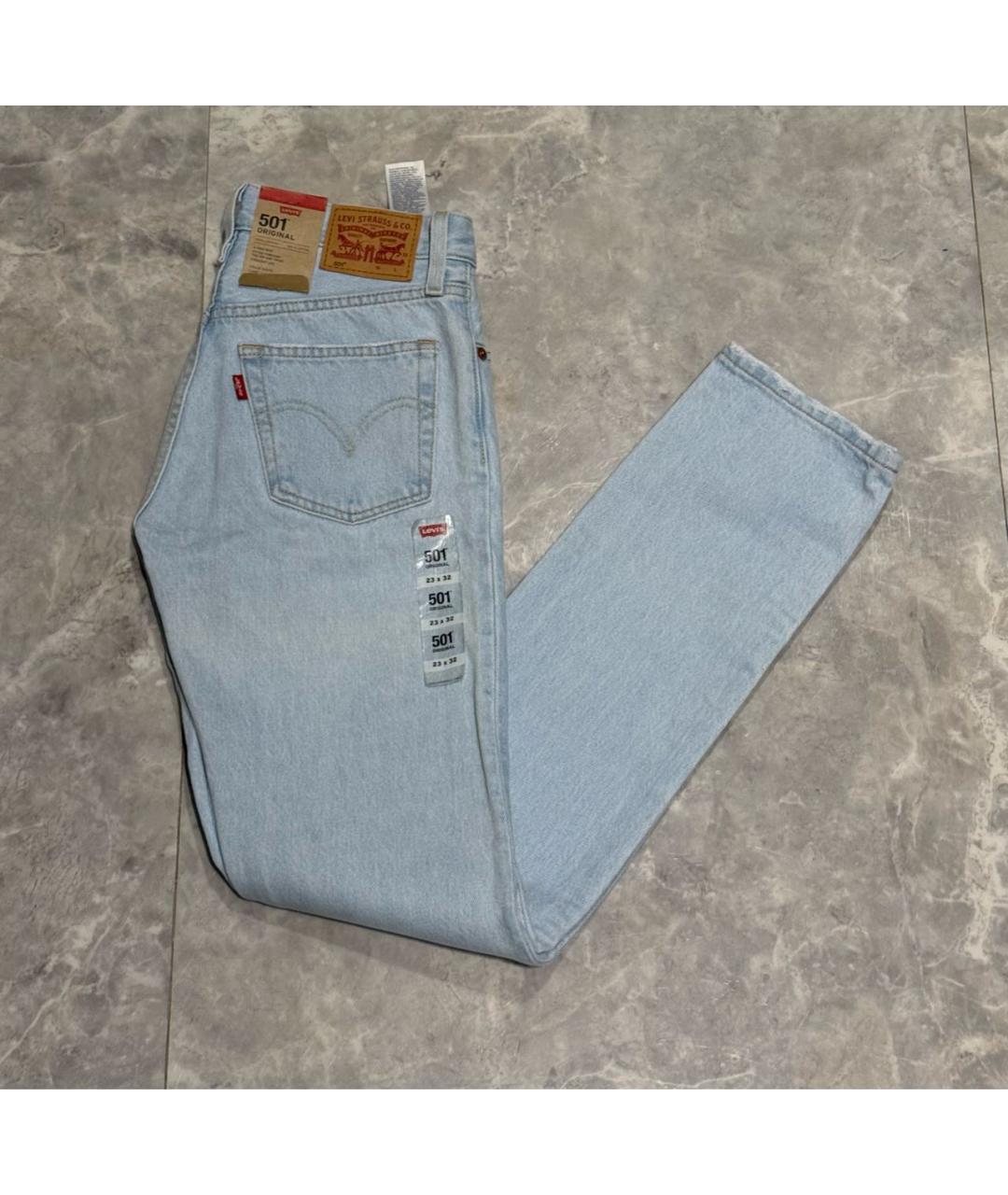 LEVI'S Голубые хлопковые прямые джинсы, фото 2
