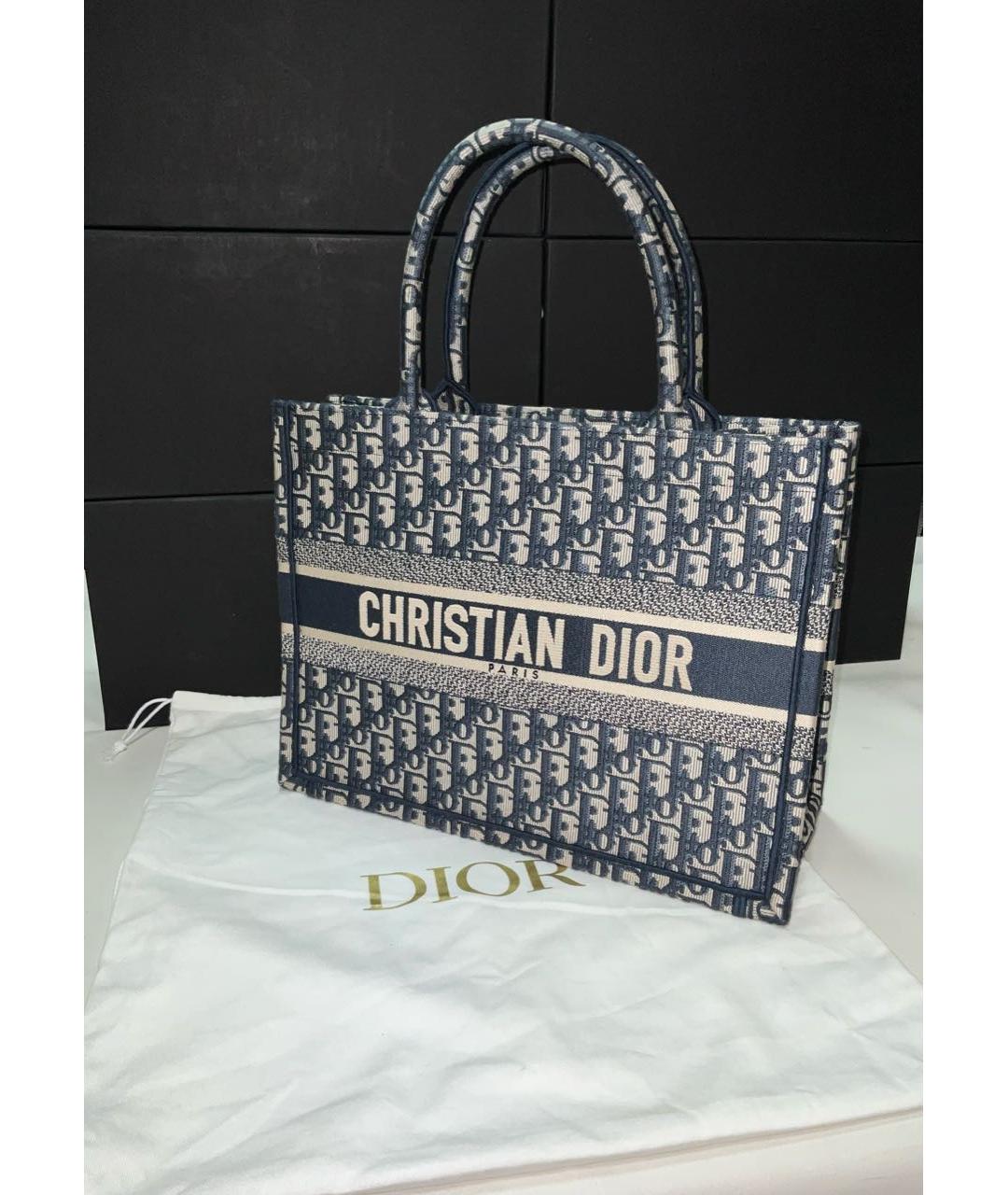 CHRISTIAN DIOR Синяя хлопковая сумка тоут, фото 2
