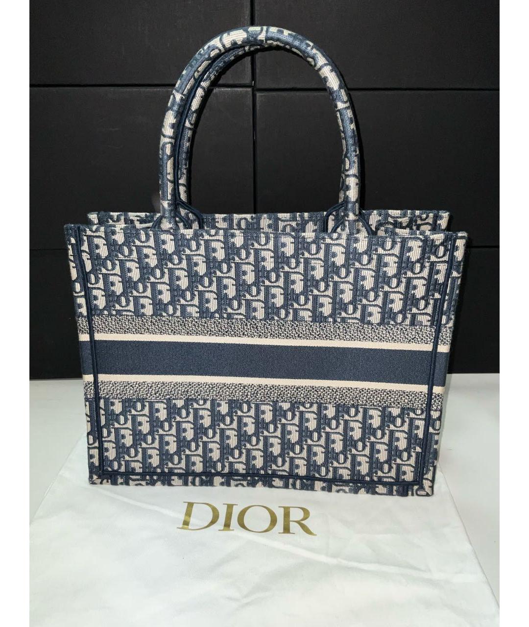 CHRISTIAN DIOR Синяя хлопковая сумка тоут, фото 3