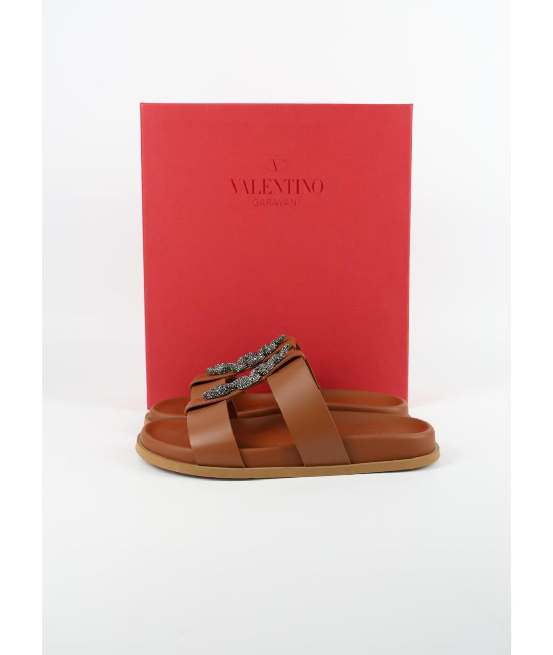VALENTINO Коричневые кожаные сандалии, фото 6