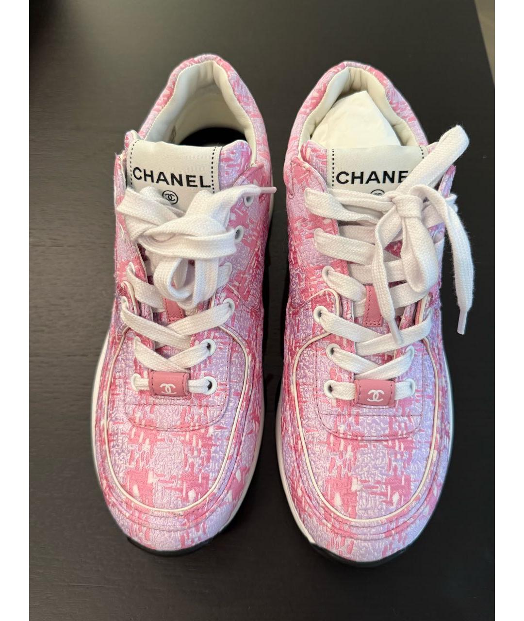 CHANEL Розовые текстильные кроссовки, фото 2