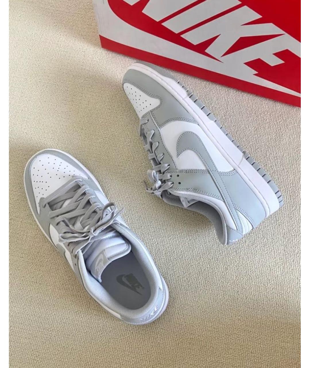 NIKE Серые кожаные низкие кроссовки / кеды, фото 5
