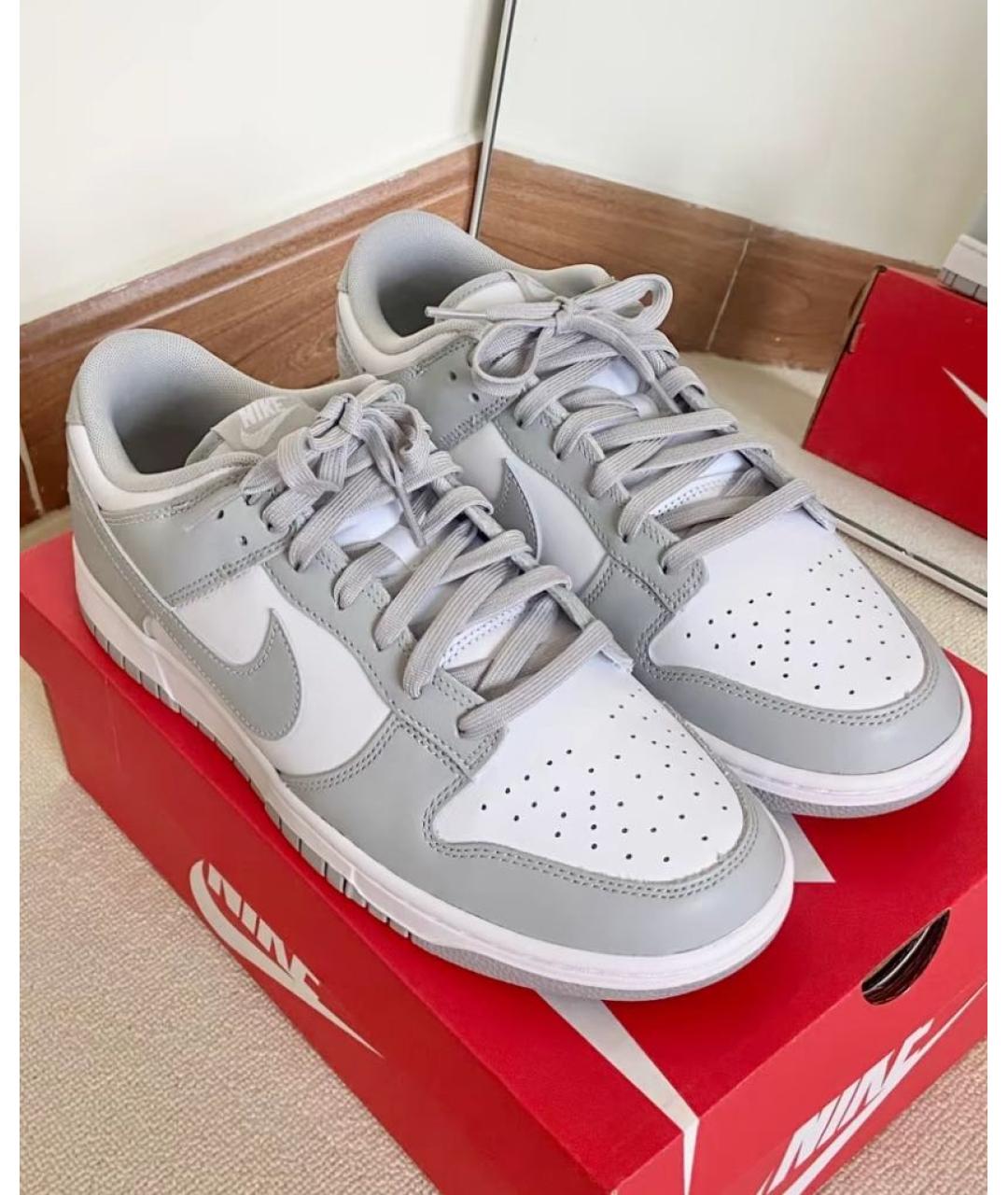 NIKE Серые кожаные низкие кроссовки / кеды, фото 6