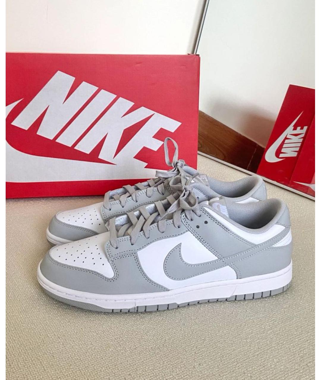 NIKE Серые кожаные низкие кроссовки / кеды, фото 7