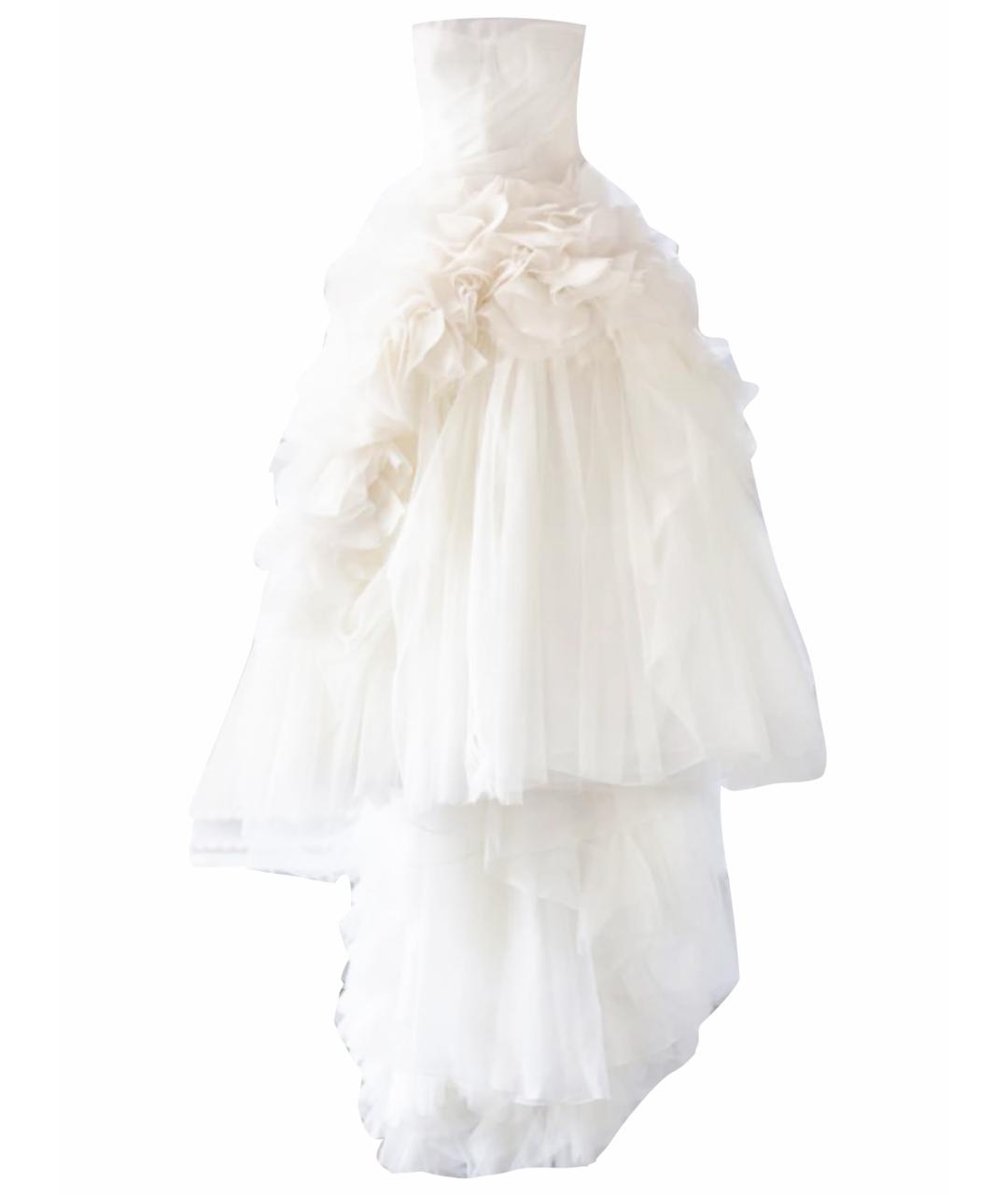 VERA WANG Бежевое шифоновое свадебное платье, фото 1