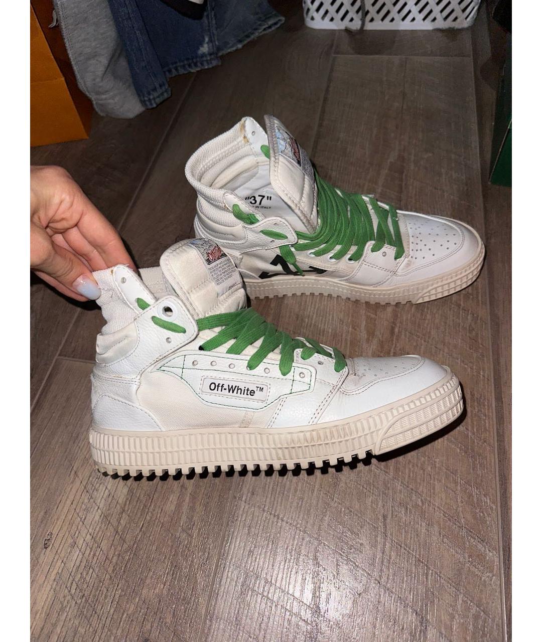 OFF-WHITE Белые кожаные кеды, фото 5