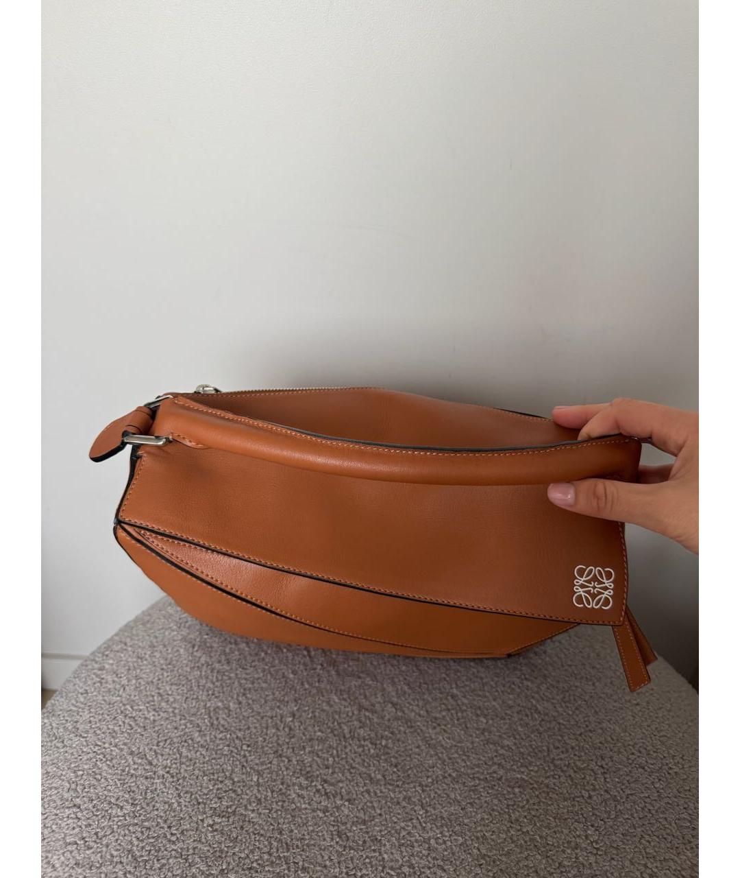 LOEWE Коричневая кожаная сумка через плечо, фото 4