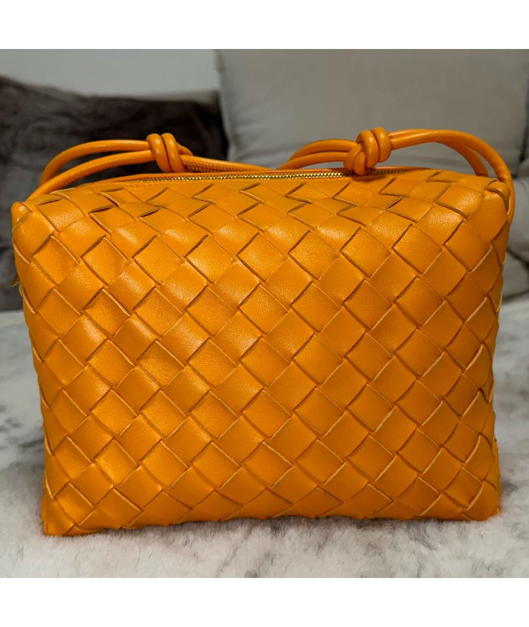 BOTTEGA VENETA Оранжевая кожаная сумка через плечо, фото 8