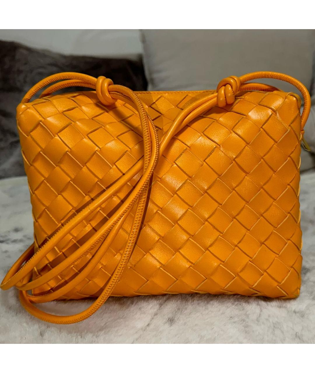 BOTTEGA VENETA Оранжевая кожаная сумка через плечо, фото 3