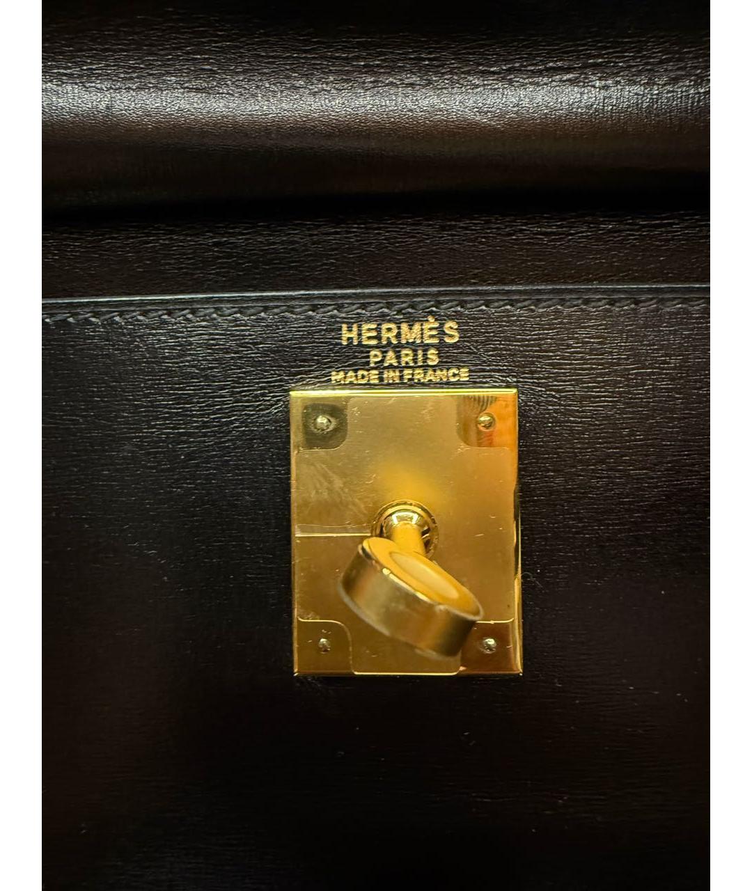 HERMES Черная кожаная сумка с короткими ручками, фото 6