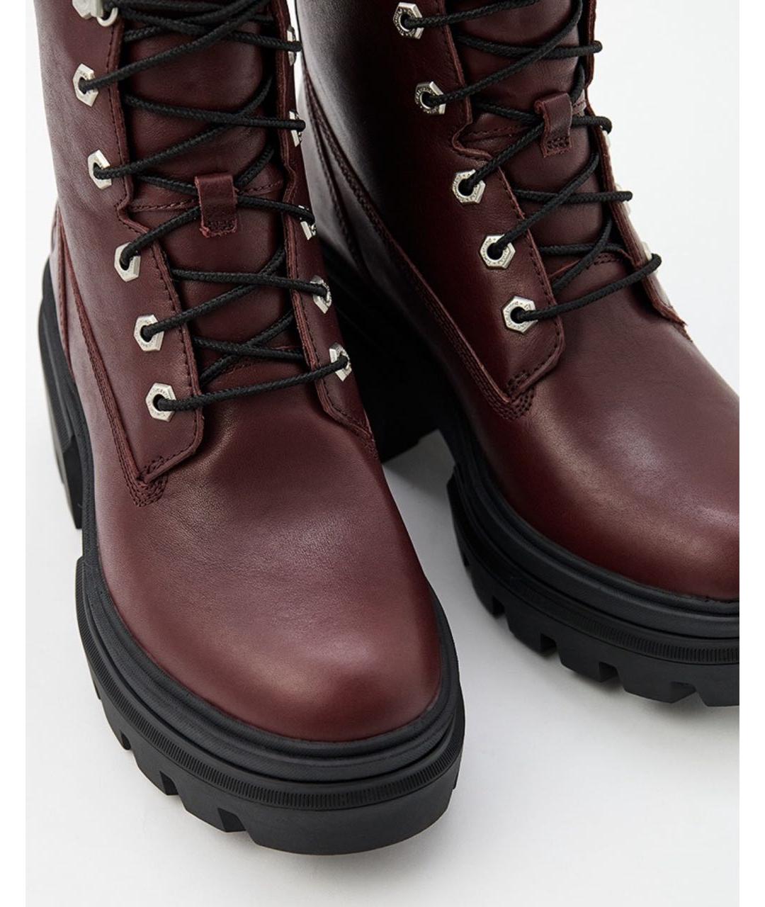 TIMBERLAND Бордовые кожаные ботинки, фото 3